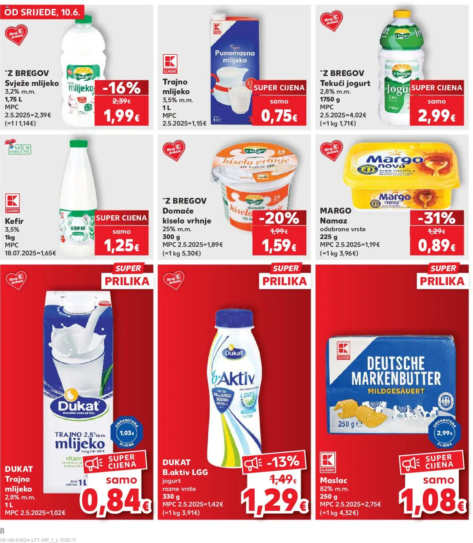 Kaufland HR akciós ujság - amely érvényes a következő dátumtól: 10.06.2026 | Oldal: 8 | Termékek: Kefir