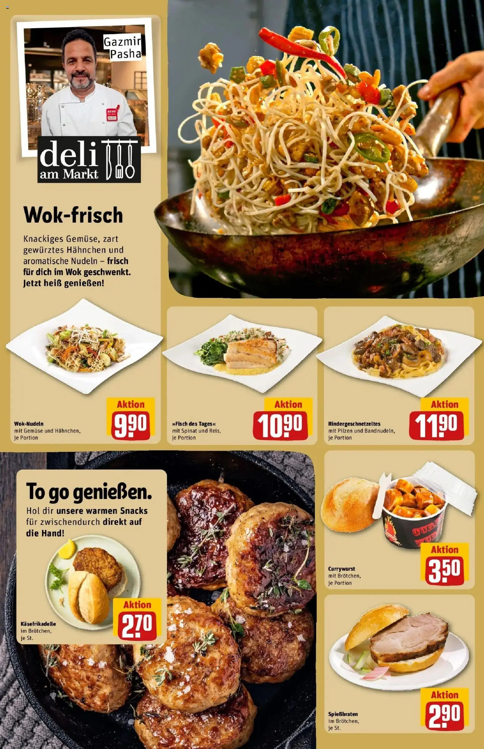 REWE Prospekt ab 31.08.2026 zum Blättern » Angebote | Seite: 13 | Produkte: Hahnchen, Gemüse, Nudeln, Wok