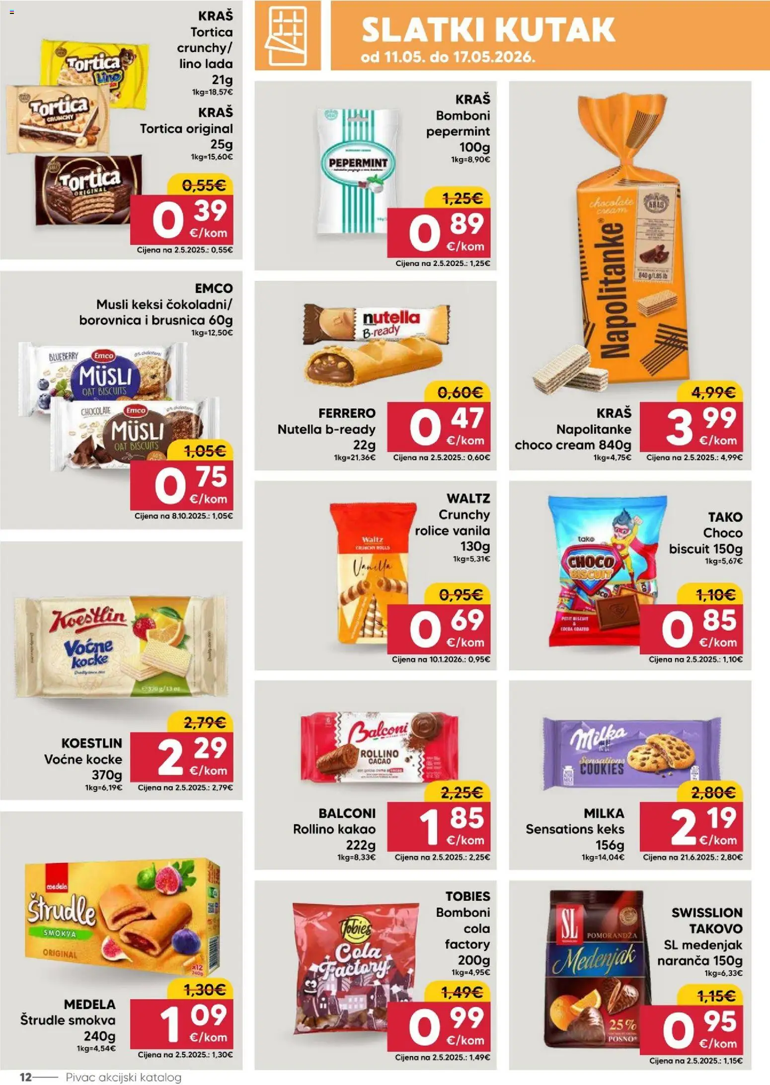 Pivac katalog | vrijedi od 11.05.2026 | Stranica: 12 | Proizvodi: Nutella, Bomboni, Napolitanke, Štrudle