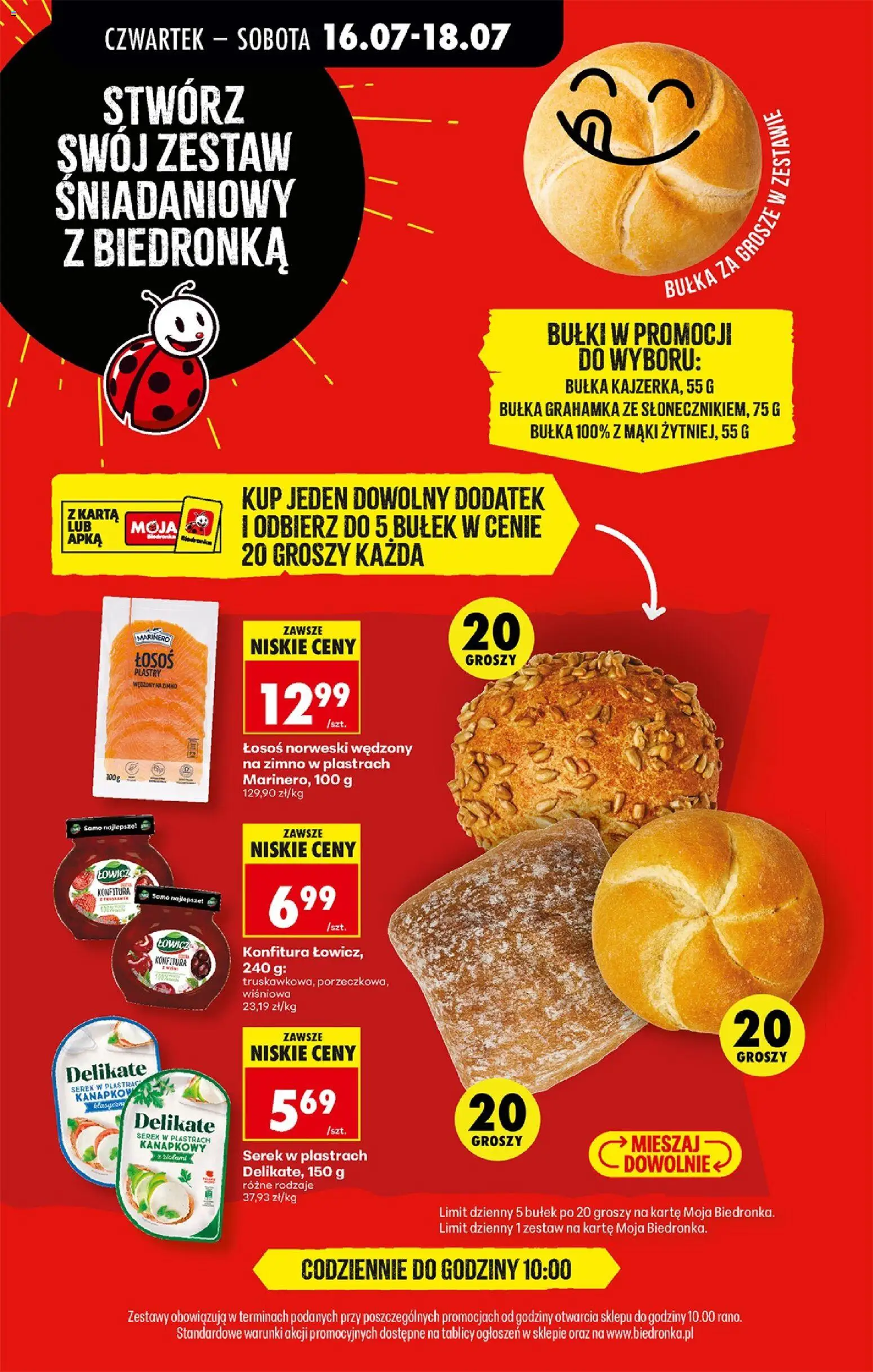 Biedronka gazetka od czwartku od 16.07.2026 | Strona: 38 | Produkty: Serek, Łosoś, Łosoś norweski, Bułka