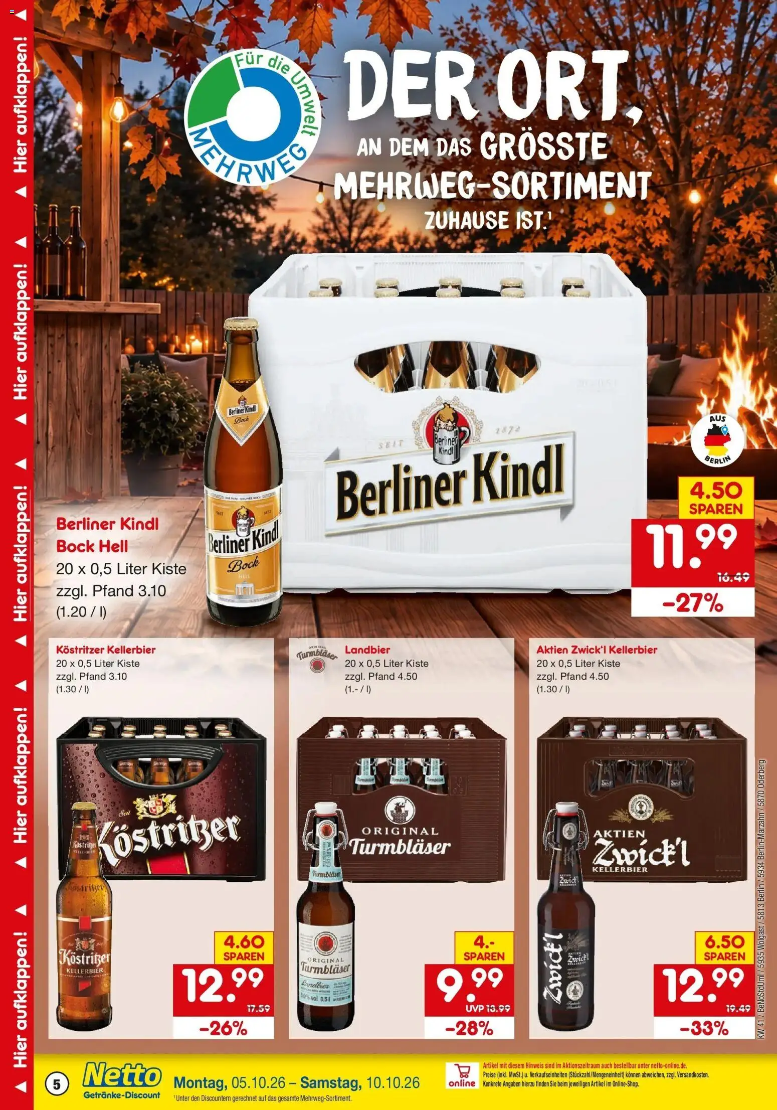 Netto Marken-Discount Prospekt Berlin-Marzahn – gültig ab 05.10.2026 | Seite: 5 | Produkte: Berliner, Kostritzer