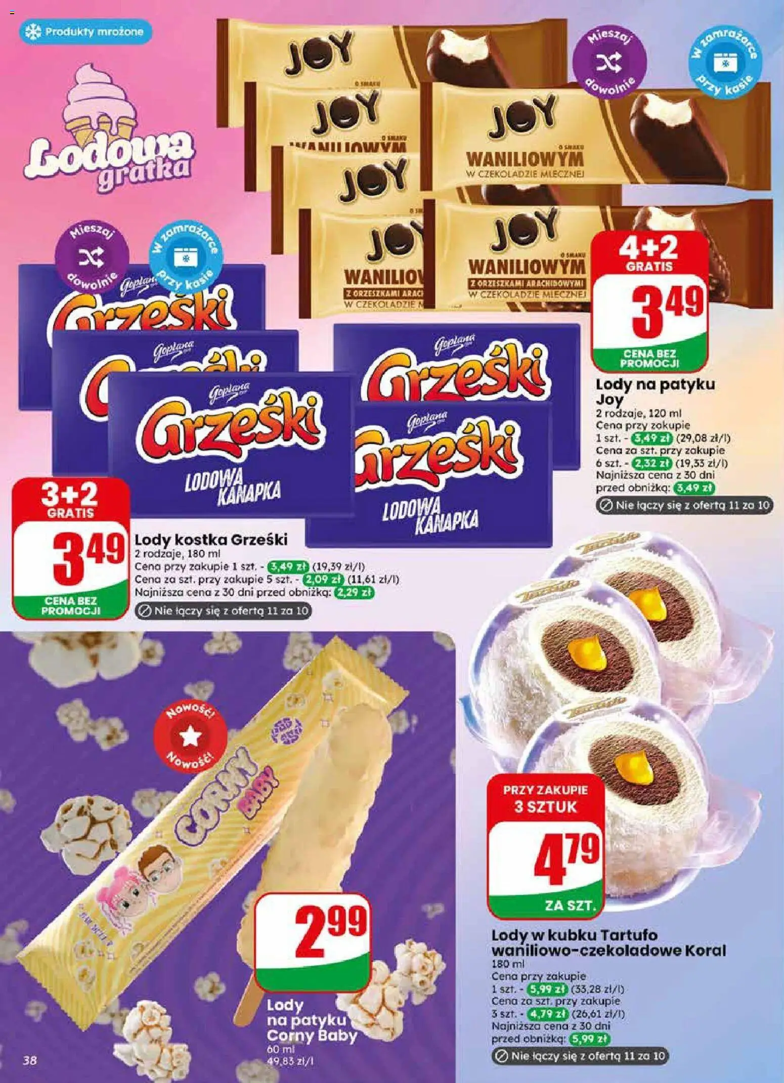 Dino gazetka od 17.06.2026 | Strona: 38 | Produkty: Lody na patyku, Lody waniliowe, Lody