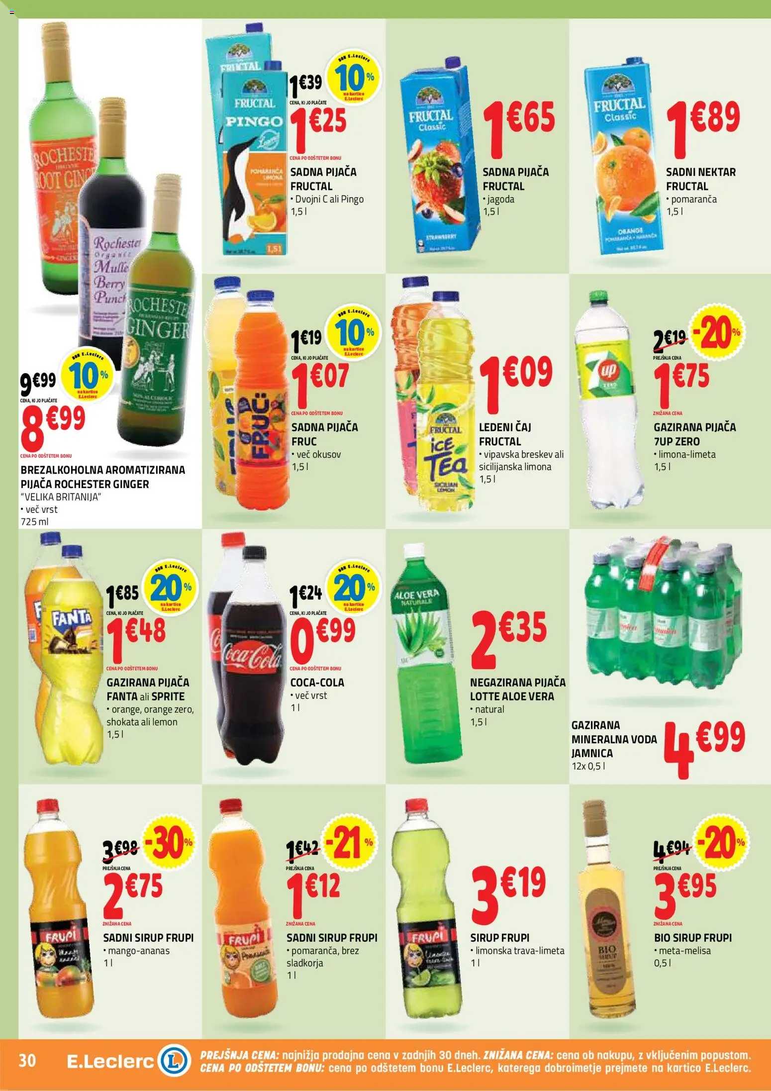 Novi E.leclerc katalog ponudbe – veljaven od 12.08.2026 | Stran: 30 | Izdelki: Sirup, Fanta, Caj, Limona