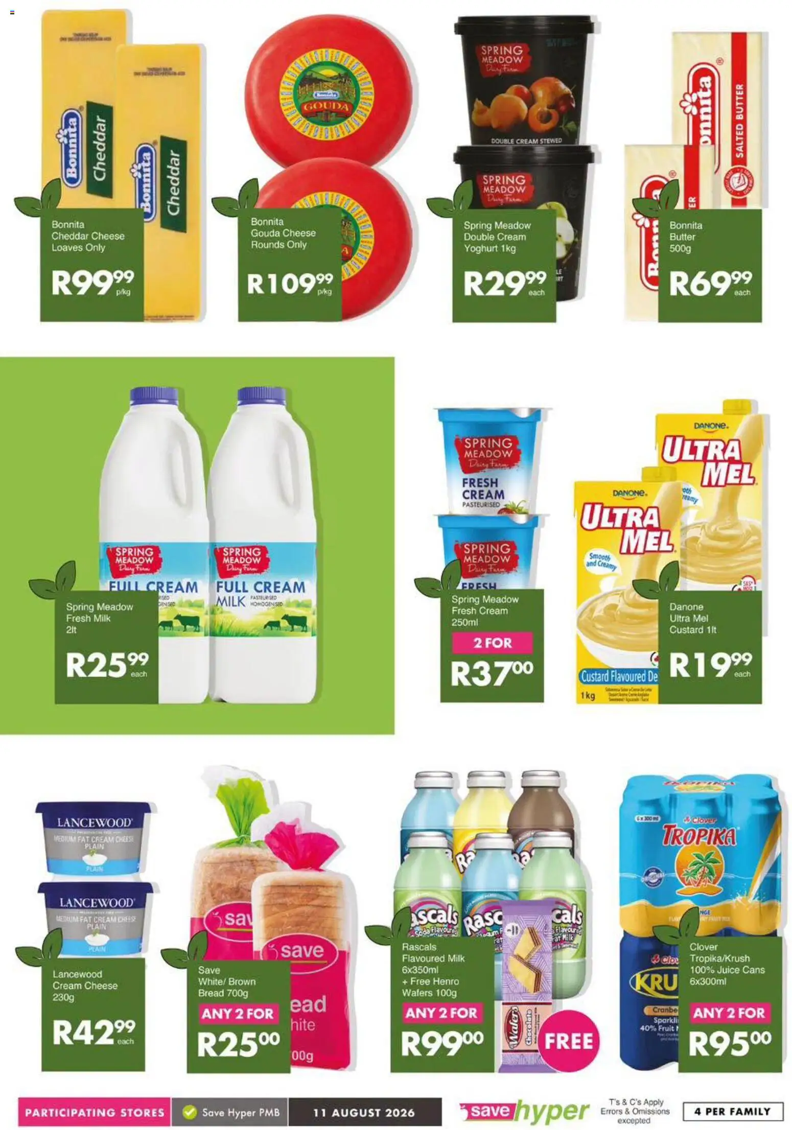 New Save catalogue – valid from 11/08/2026 | Page: 10 | Products: Yoghurt, Butter, Bread, Cheddar