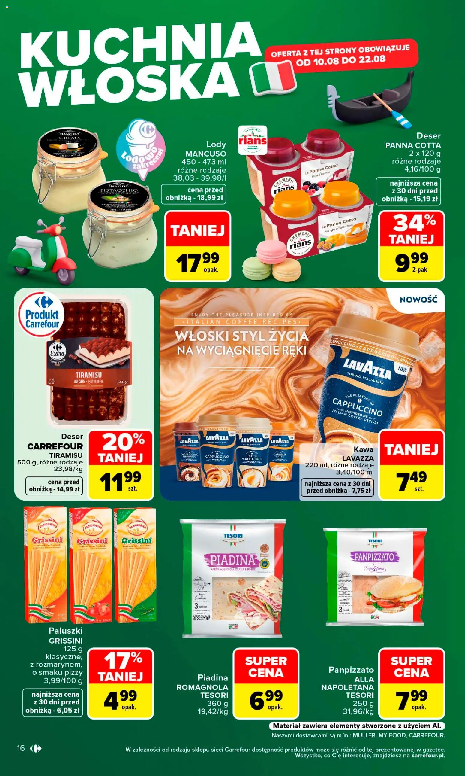 Carrefour gazetka od 10.08.2026 | Strona: 18 | Produkty: Grissini, Lavazza, Tiramisu, Lody
