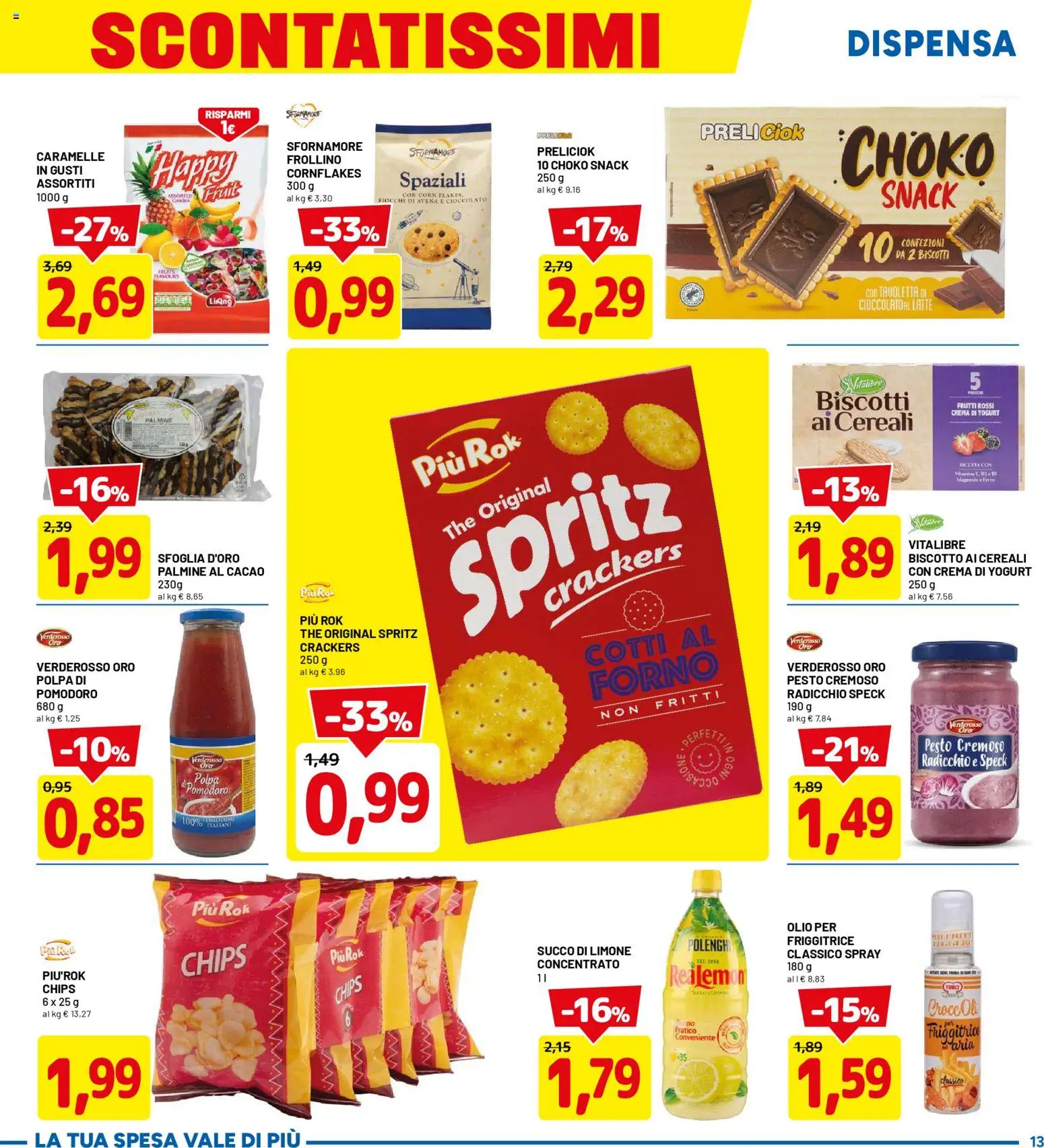 Volantino D Più del 09.04.2026 | Pagina: 13 | Prodotti: Yogurt, Cereali, Fiocchi, Olio