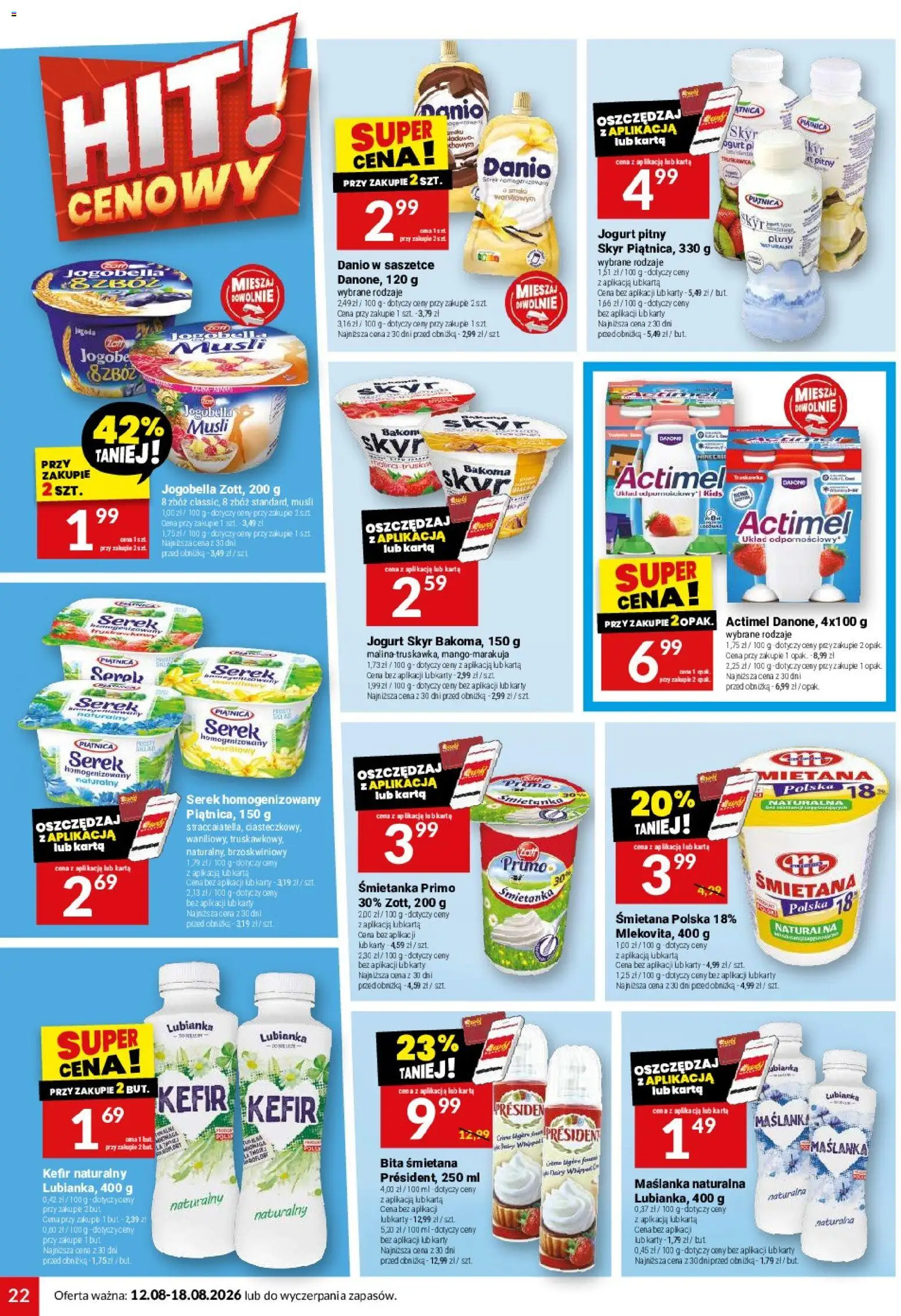 Twój Market gazetka od 12.08.2026 | Strona: 22 | Produkty: Jogurt Skyr, Malina, Kefir, Actimel
