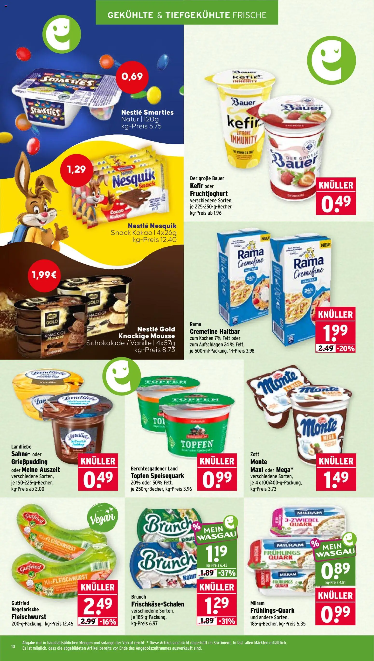 Wasgau Prospekt – gültig ab 10.08.2026 | Seite: 10 | Produkte: Kefir, Quark, Schokolade, Fruchtjoghurt