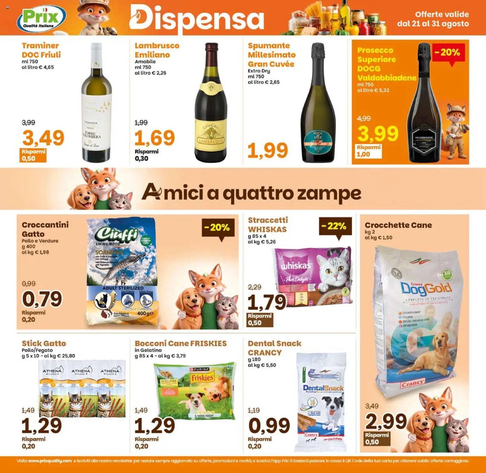 Volantino Prix del 21/08/2026 | Pagina: 16 | Prodotti: Pollo, Prosecco, Crocchette, Spumante