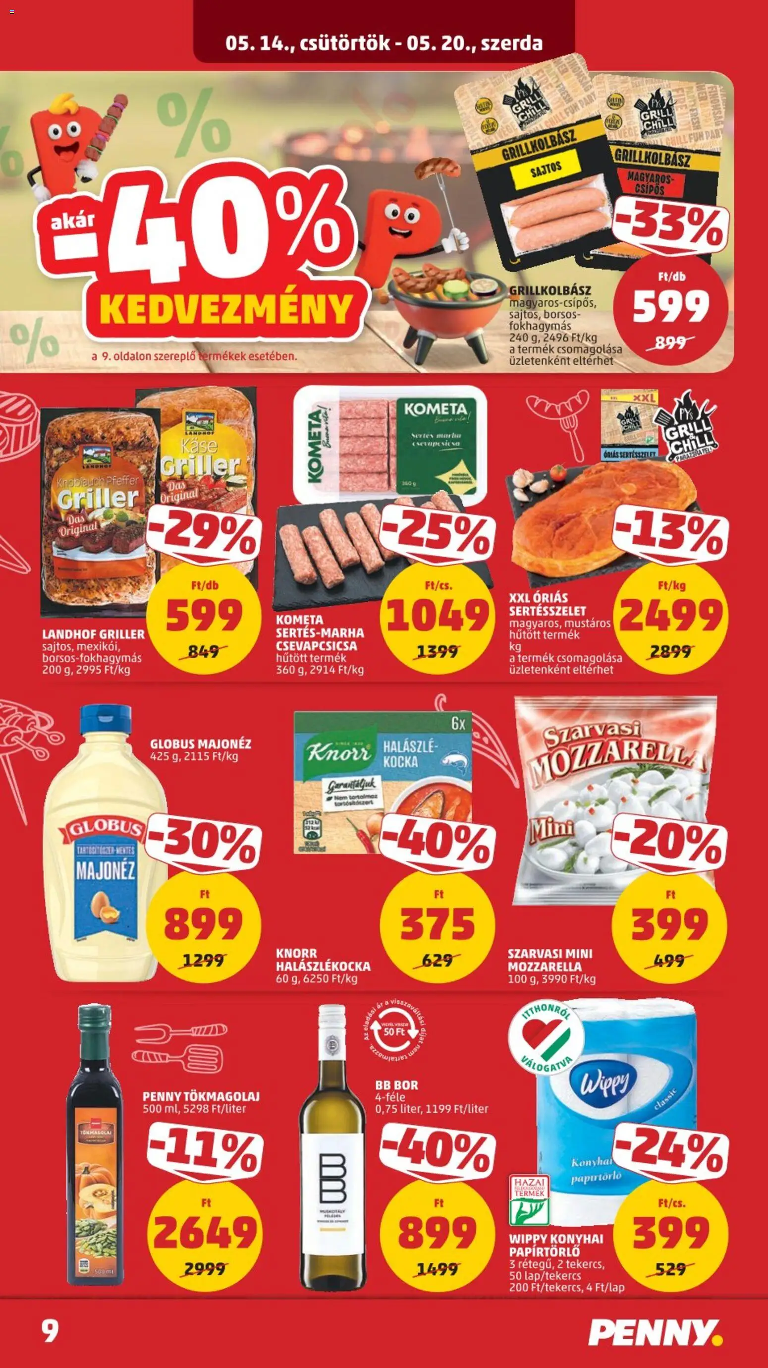 PENNY akciós ujság - amely érvényes a következő dátumtól: 14.05.2026 | Oldal: 11 | Termékek: Mozzarella, Bor, Halászlé, Majonéz