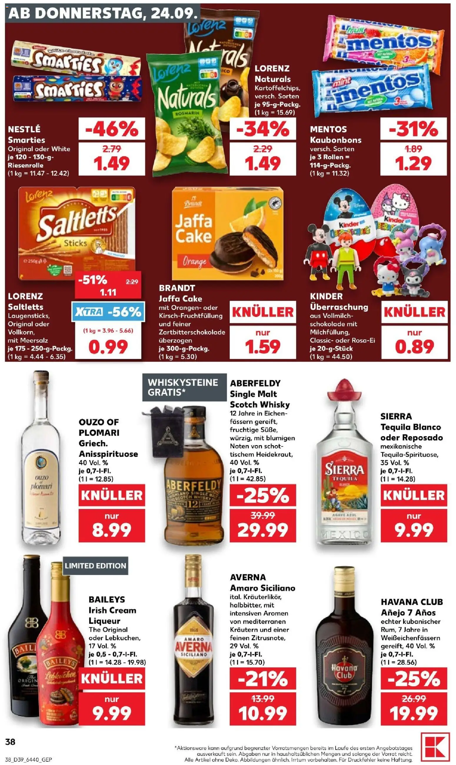 Kaufland Prospekt Hannover – gültig ab 24.09.2026 | Seite: 38 | Produkte: Havana club, Ouzo, Orangen, Baileys