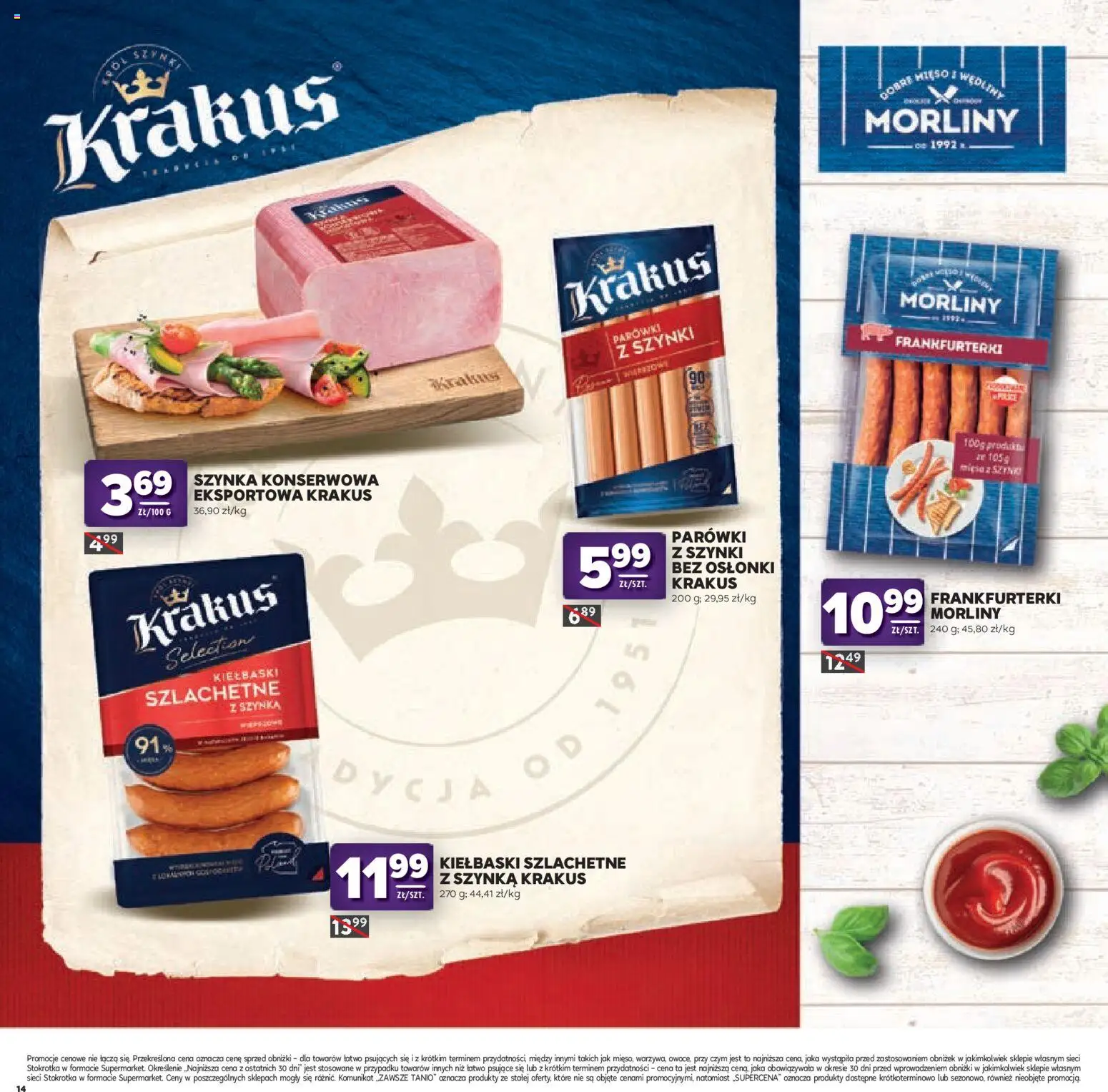 Stokrotka gazetka - Katalog Kulinarny od 20.08.2026 | Strona: 14 | Produkty: Frankfurterki, Parówki z szynki, Szynka, Szynka krakus