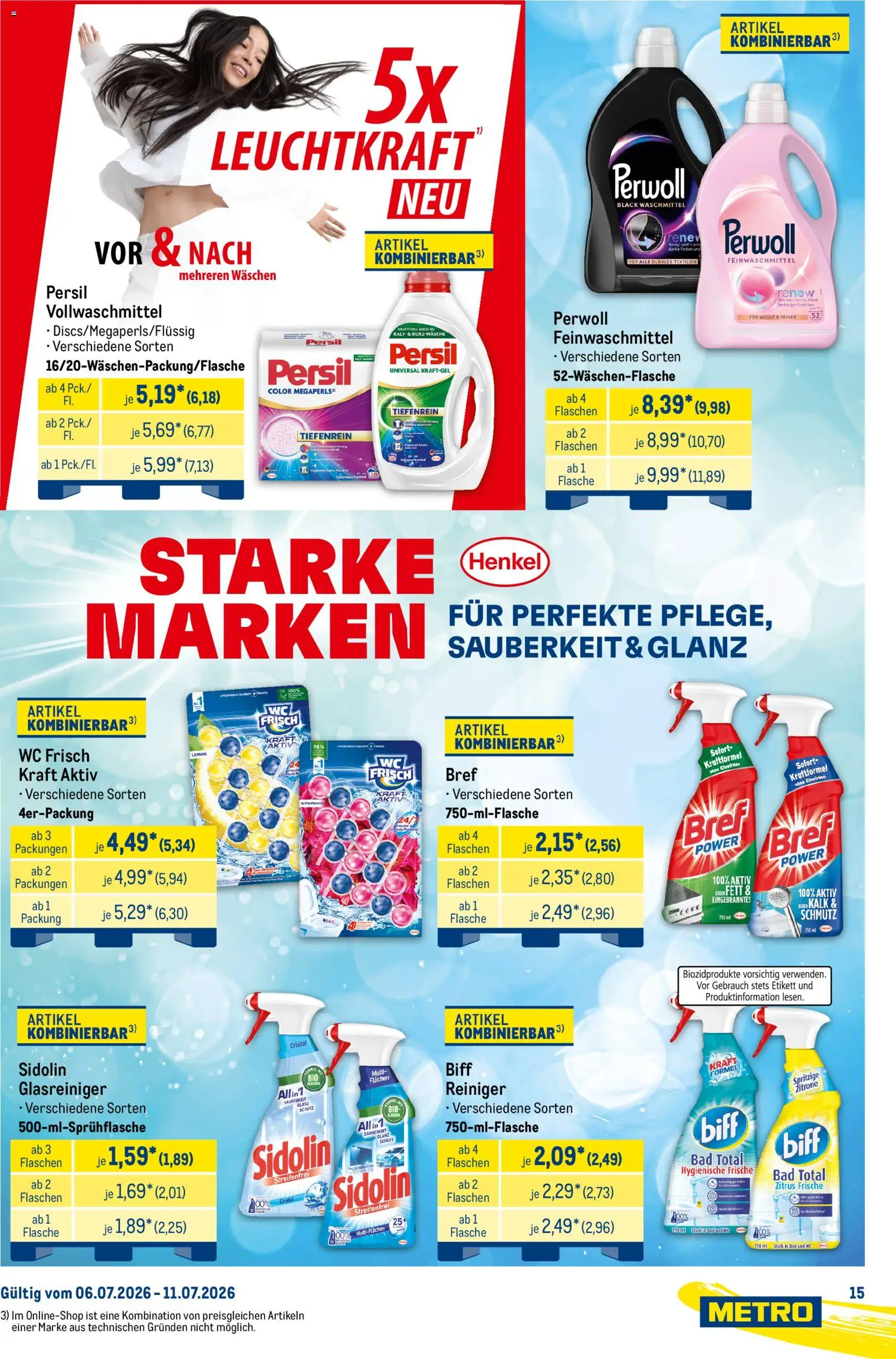 Metro Starke Marken – gültig ab 06.07.2026 | Seite: 15 | Produkte: Bad, Perwoll, Waschmittel, Wc frisch