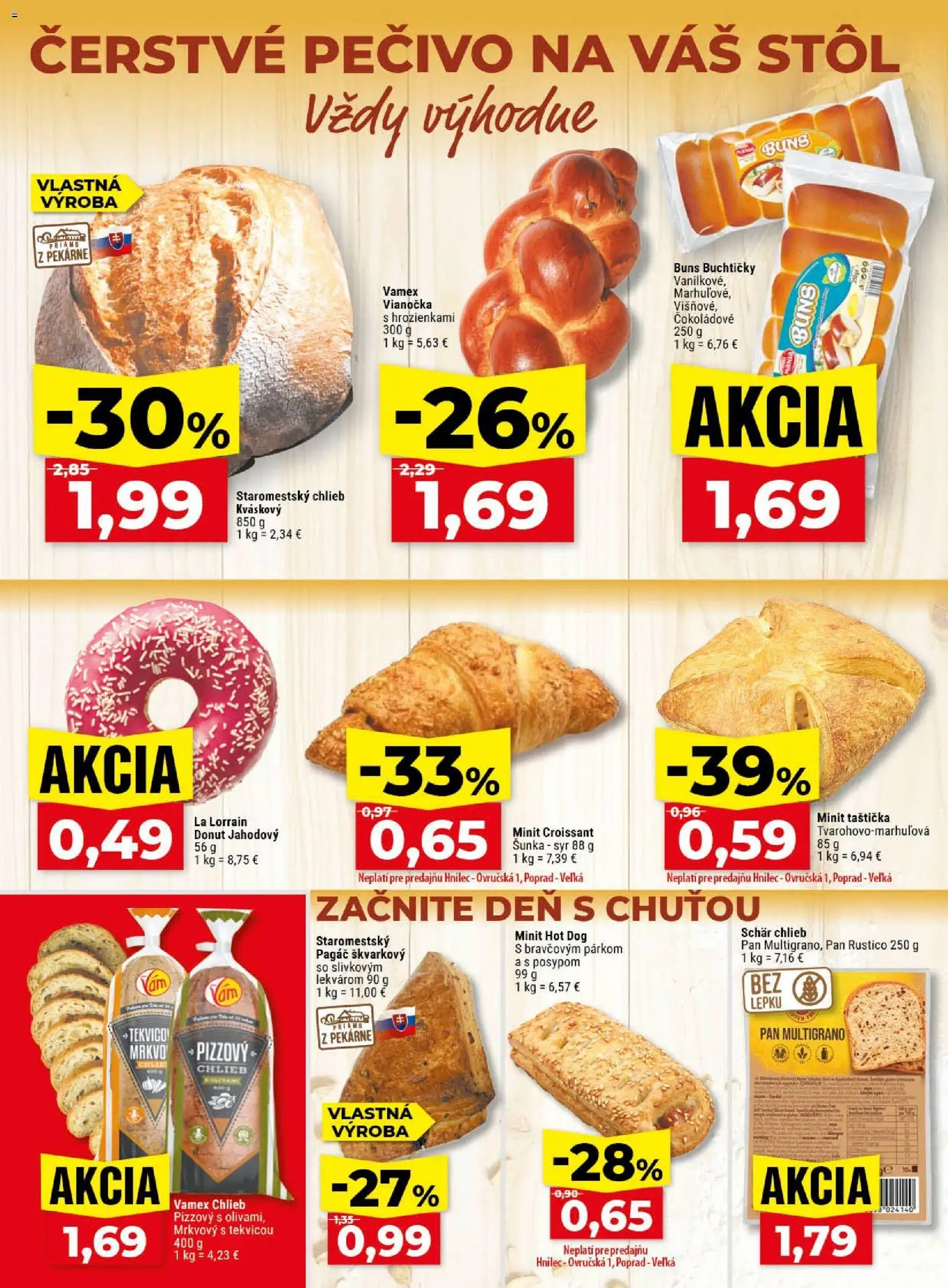 Nové Klas akcie – leták je platný od 11.05.2026 | Strana: 8 | Produkty: Stôl, Chlieb, Šunka, Croissant