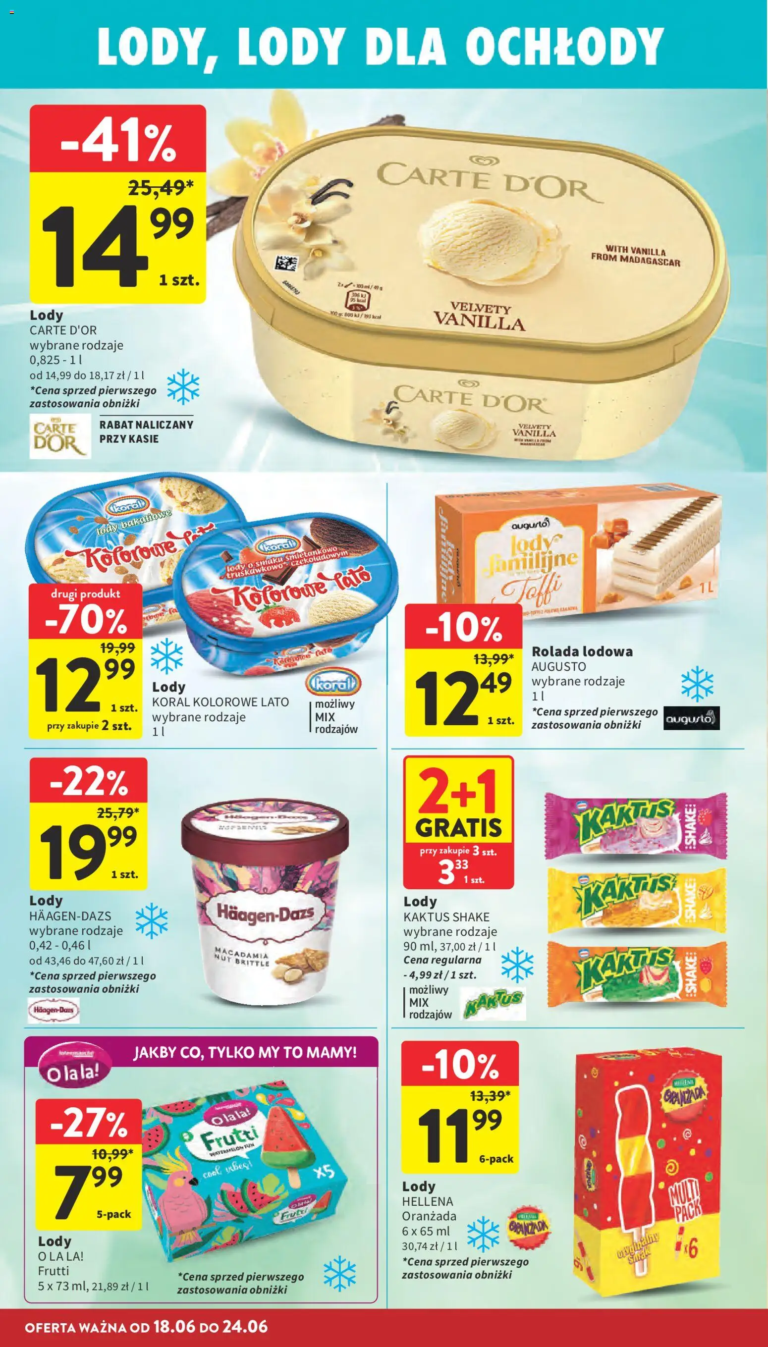 Intermarche gazetka od 18.06.2026 | Strona: 24 | Produkty: Rolada, Rolada lodowa, Lody koral, Lody