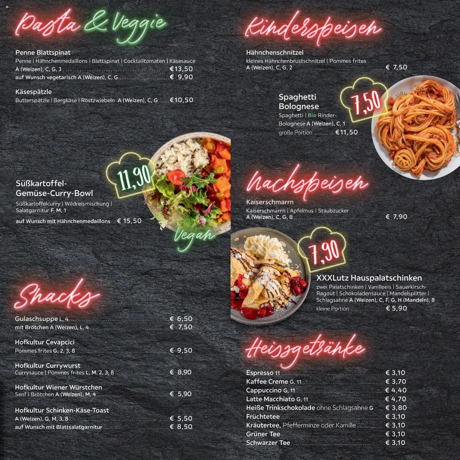 XXXL Lutz - Speisekarte – gültig ab 19.12.2025 | Seite: 4 | Produkte: Wiener wurstchen, Creme, Pasta, Apfelmus