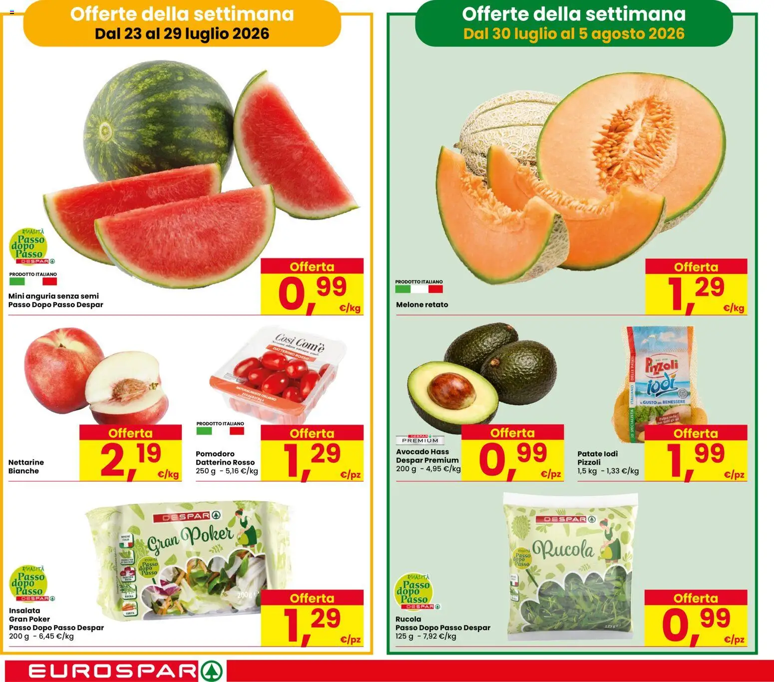 Volantino Eurospar del 23/07/2026 | Pagina: 2 | Prodotti: Avocado, Patate, Anguria, Melone