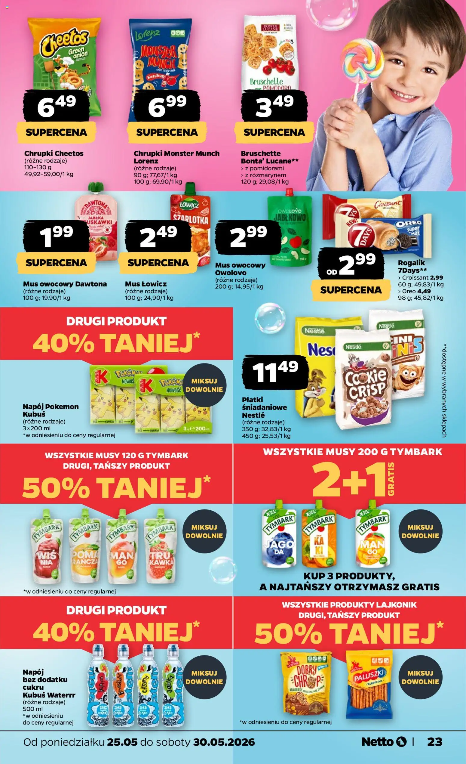Netto gazetka od poniedziałku spożywcza od 25.05.2026 | Strona: 23 | Produkty: Chrupki, Płatki śniadaniowe, Paluszki, Płatki