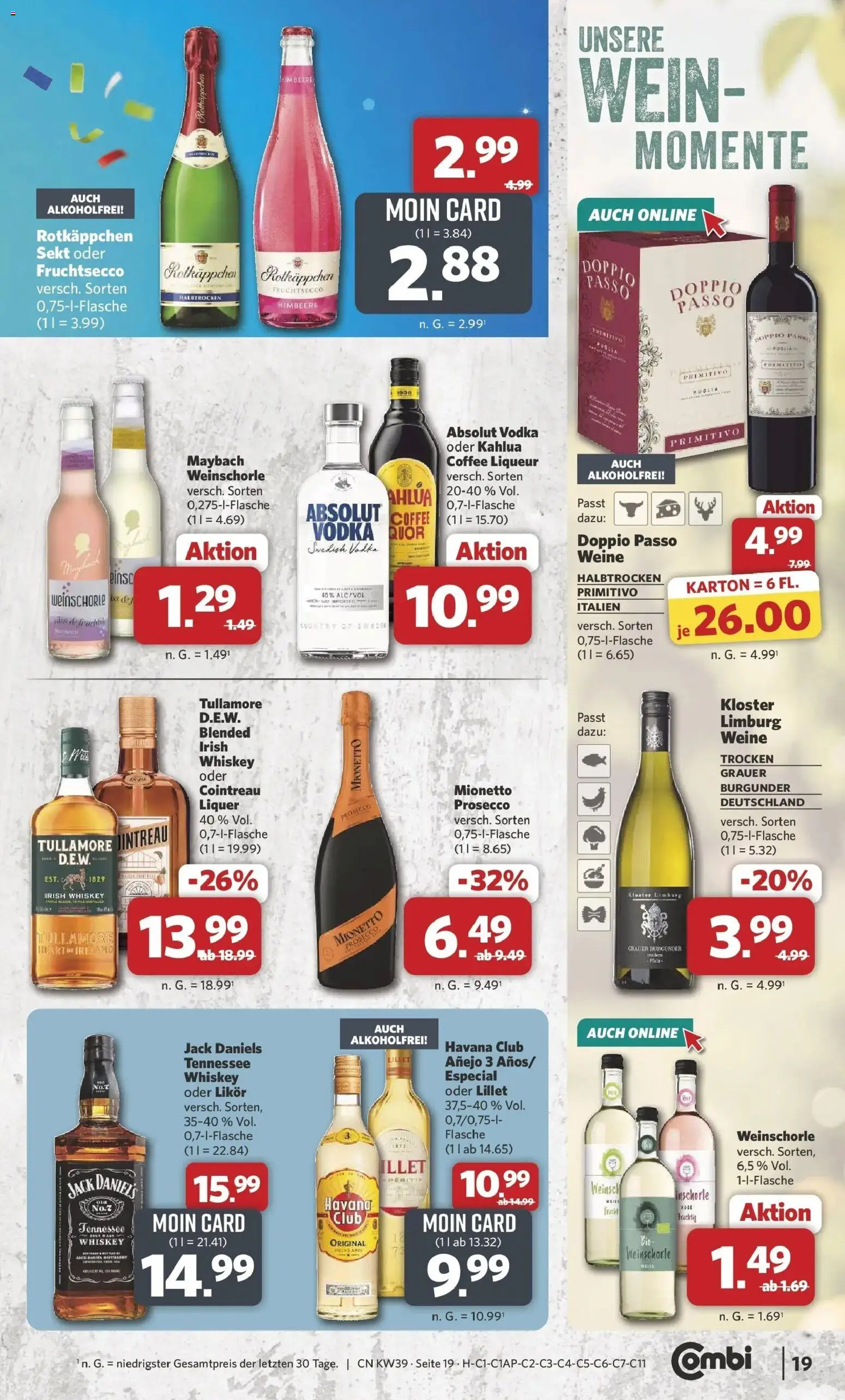 Combi Prospekt Dülmen – gültig ab 21.09.2026 | Seite: 21 | Produkte: Sekt, Himbeere, Vodka, Whiskey