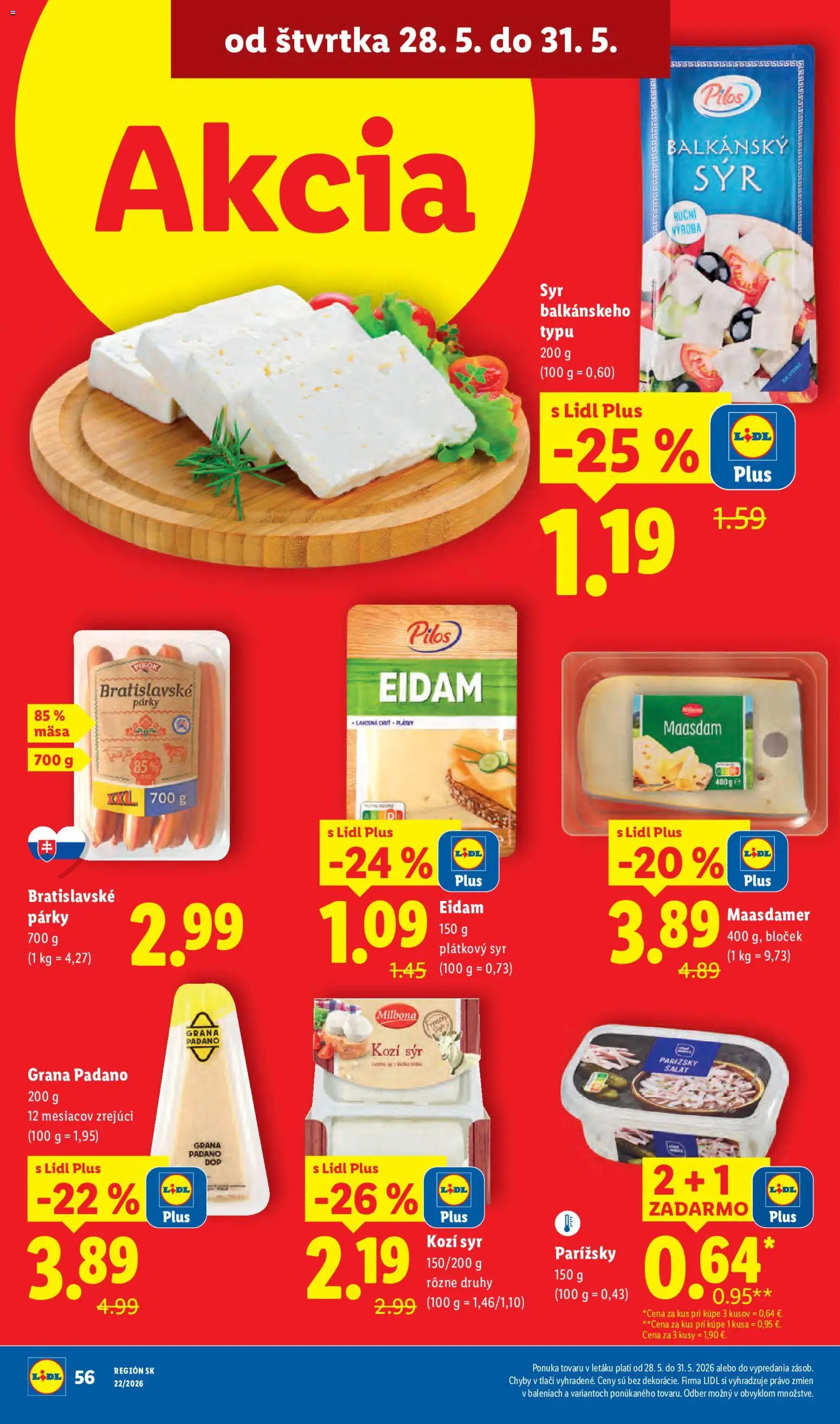 Nové Lidl akcie – leták je platný od 25.05.2026 | Strana: 80 | Produkty: Syr, Eidam, Šalát, Párky