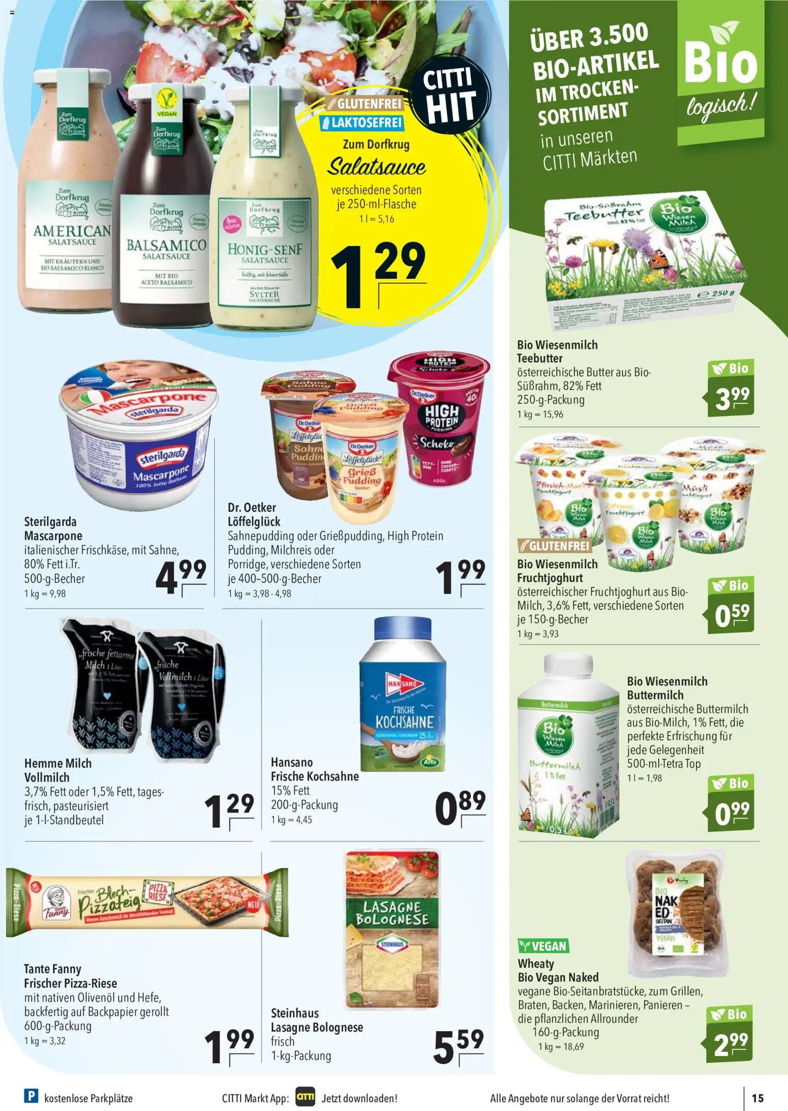 CITTI Markt Prospekt – gültig ab 26.08.2026 | Seite: 15 | Produkte: Kochsahne, Butter, Pudding, Sahne