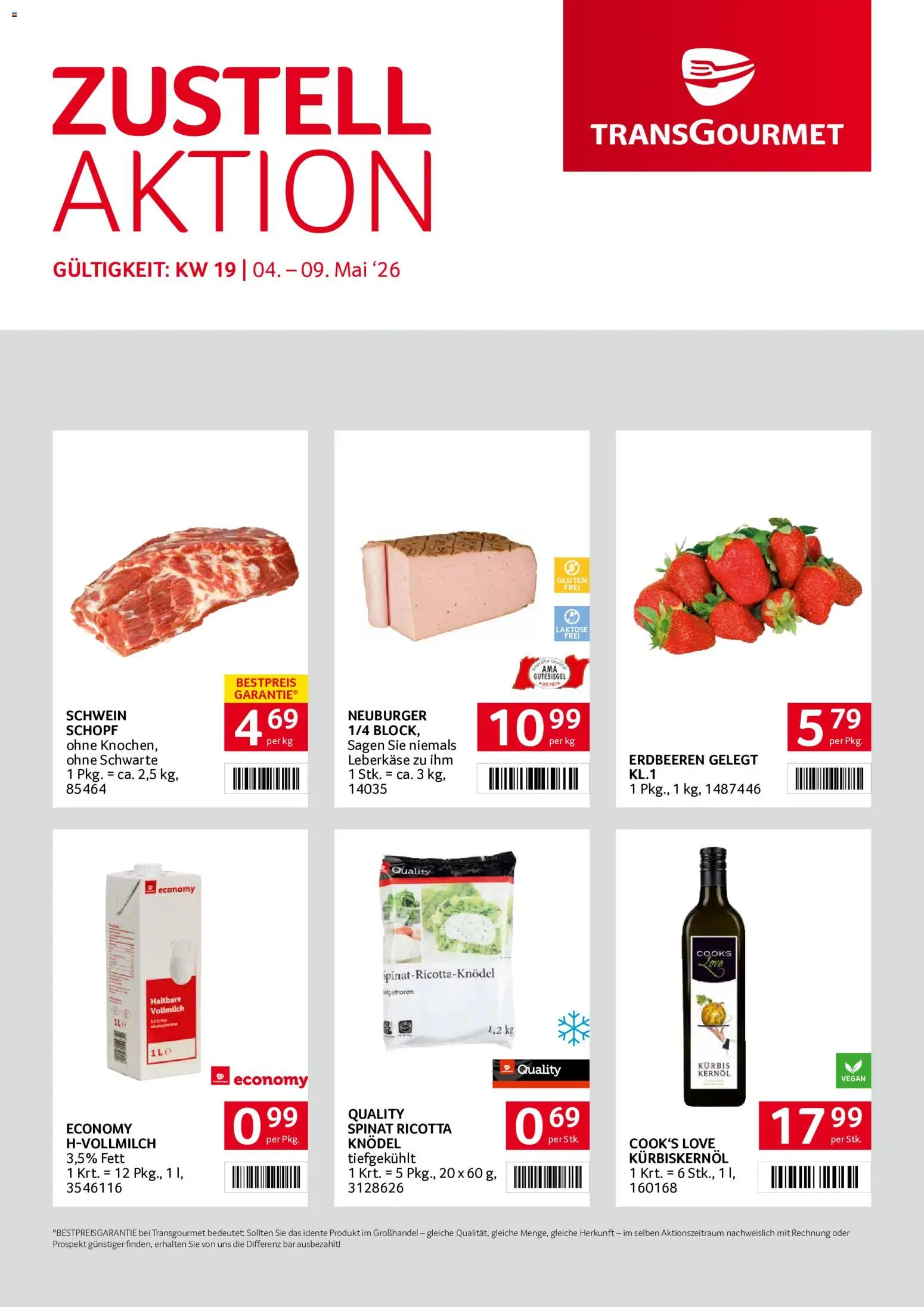 Transgourmet Zustellaktion gültig ab 04.05.2026 | Seite: 1 | Produkte: Erdbeeren, Kürbis