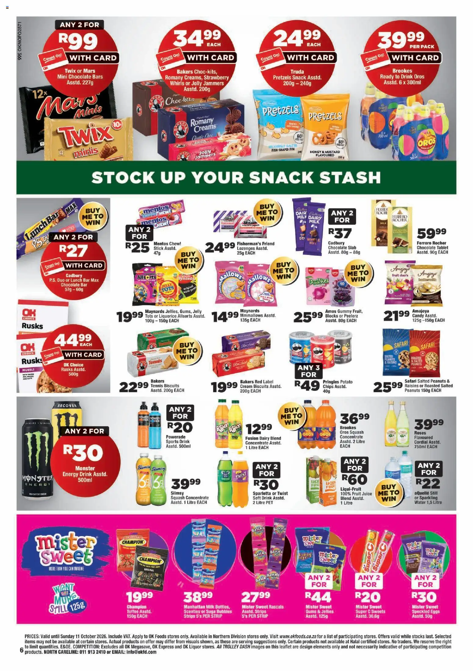 New OK Foods catalogue – valid from 23/09/2026 | Page: 6 | Products: Chocolate, Mustard, Stock, Sports drink