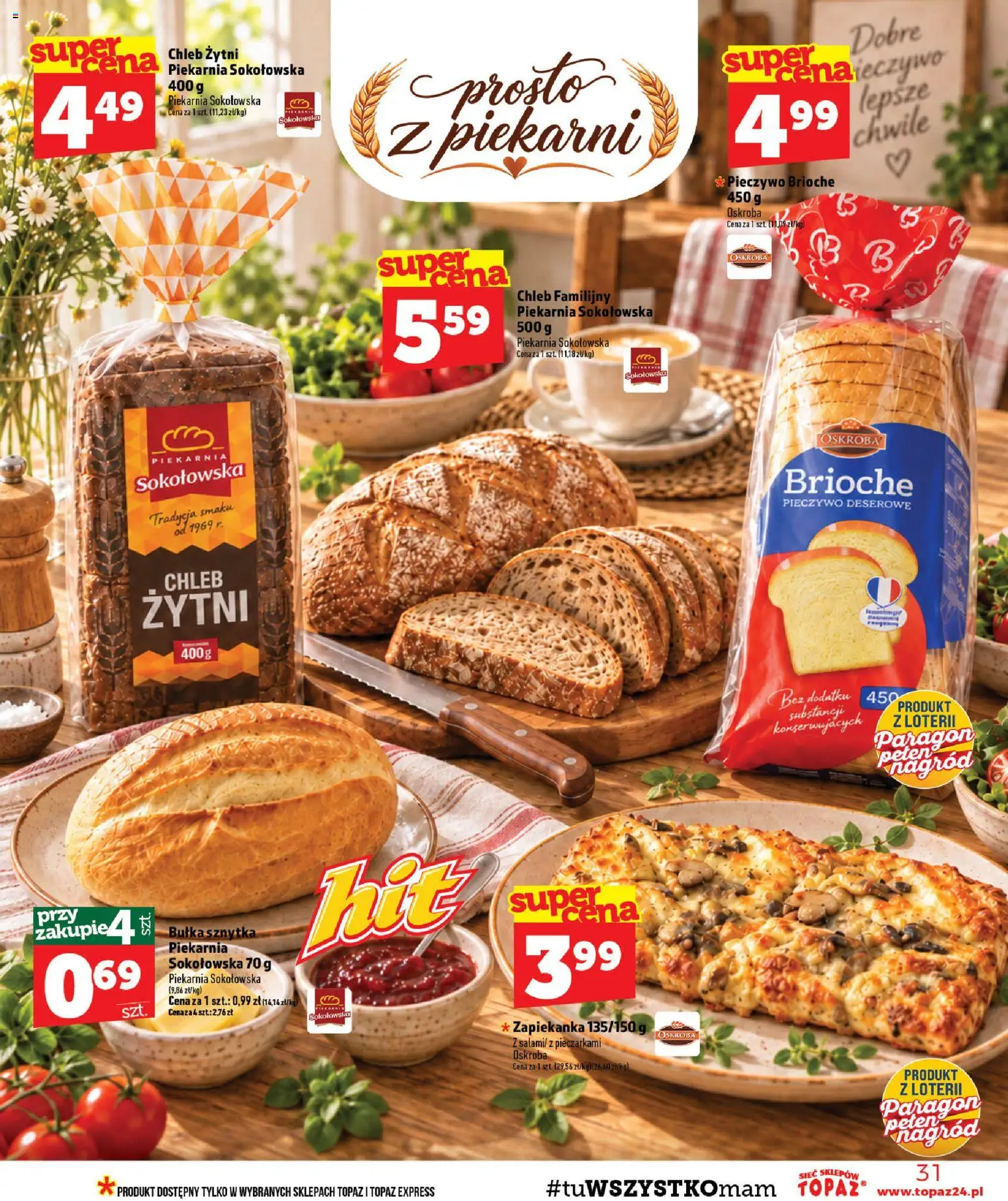 Topaz gazetka - MAZ od 24.09.2026 | Strona: 31 | Produkty: Pieczywo, Zapiekanka, Piekarnia, Bułka
