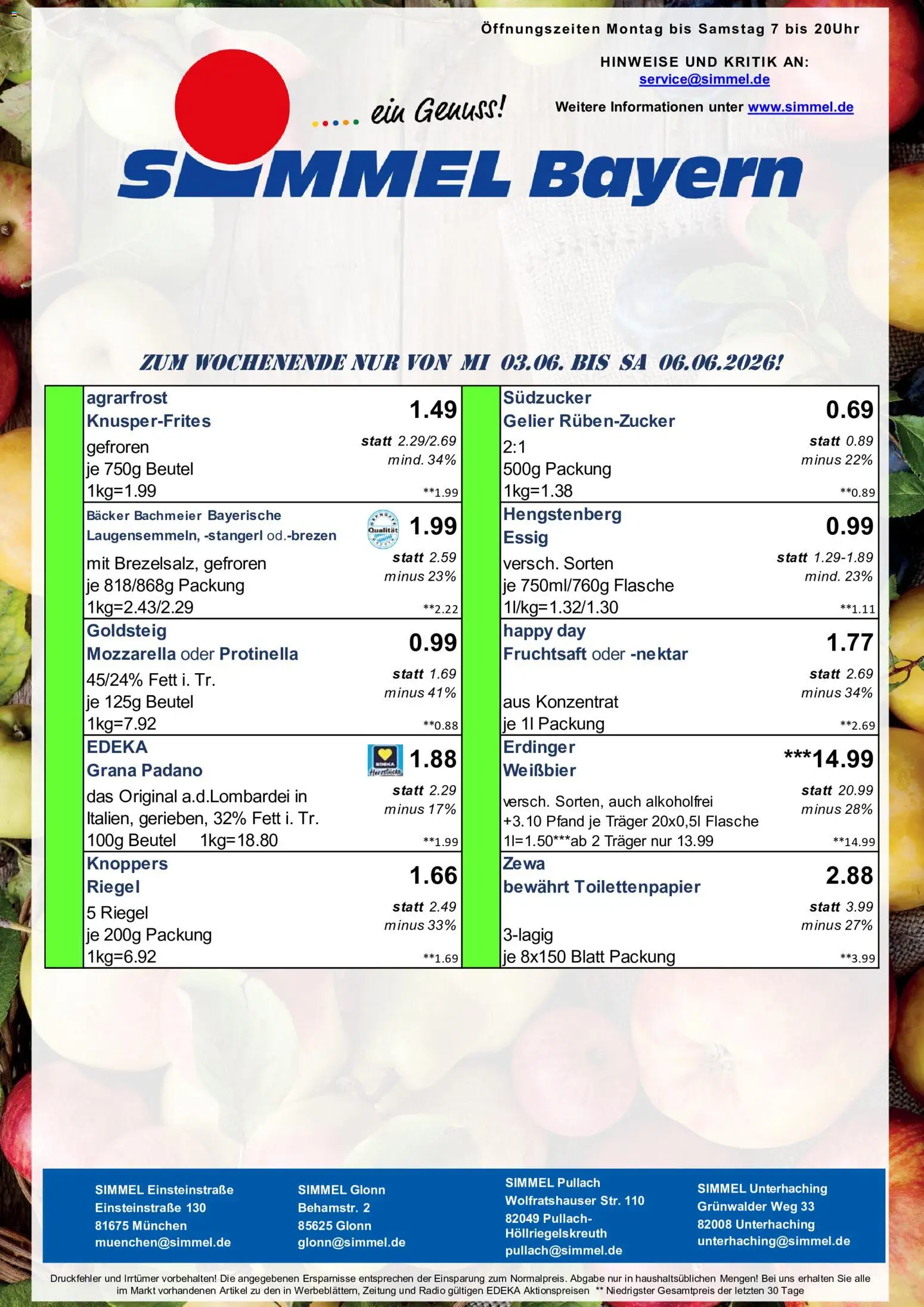 Simmel Bayern – gültig ab 01.06.2026 | Seite: 9 | Produkte: Weißbier, Mozzarella, Zewa, Toilettenpapier