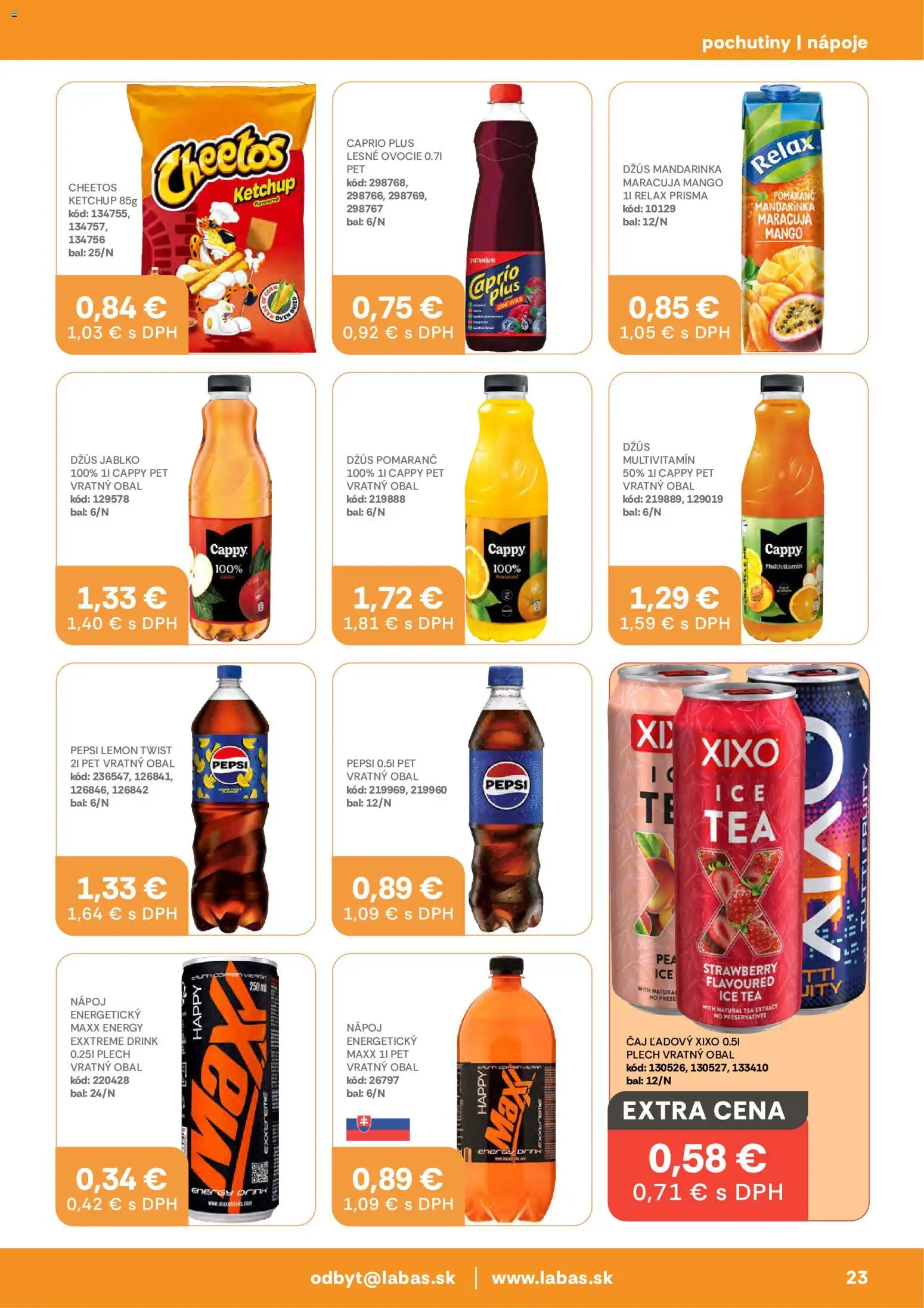 Nové Labaš akcie – leták je platný od 23.10.2026 | Strana: 23 | Produkty: Multivitamín, Nápoje, Pepsi, Ovocie