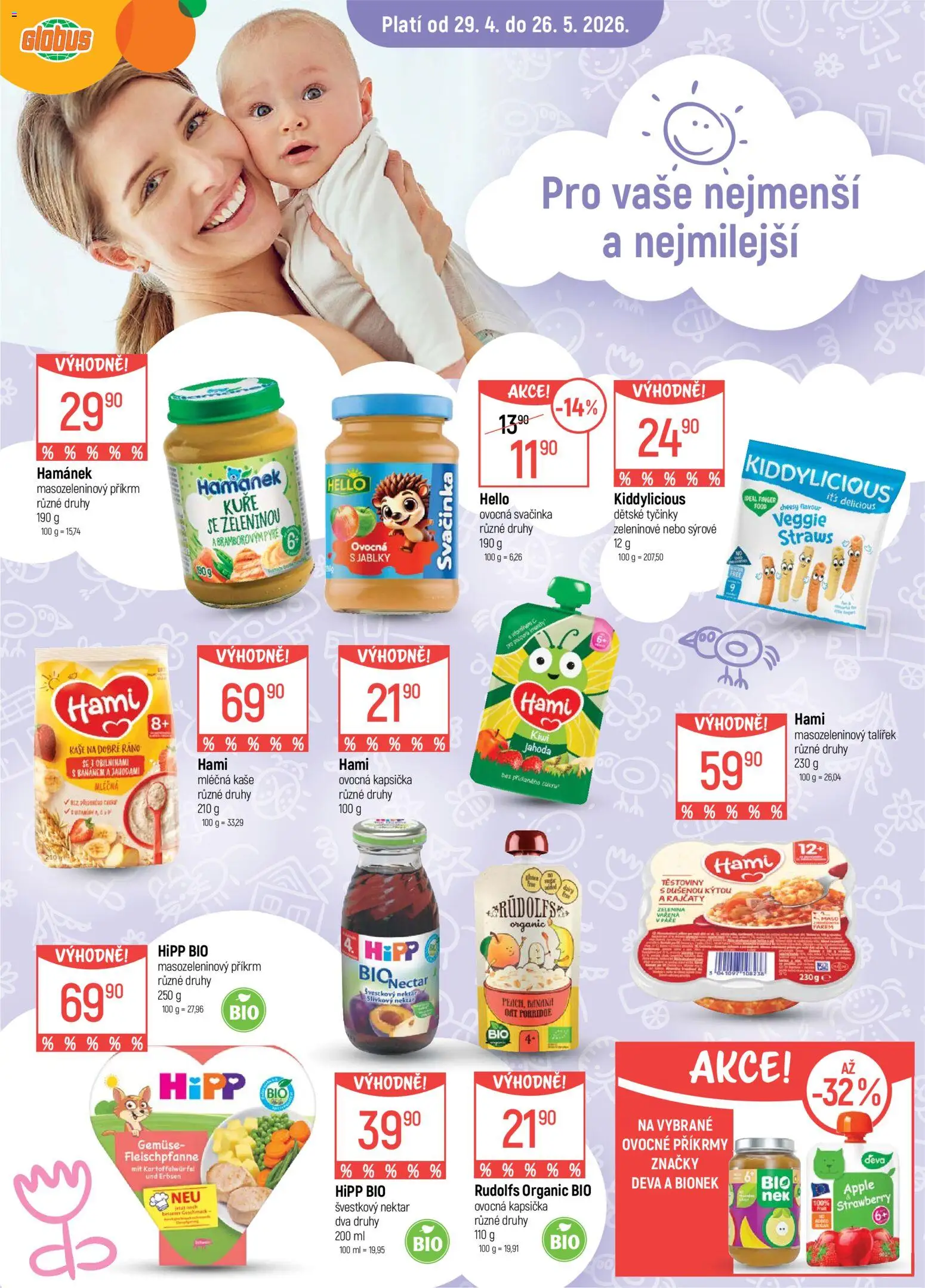 Globus leták - České Budějovice od 29.04.2026 | Strana: 1 | Produkty: Veggie, Zelenina, Kaše, Hipp