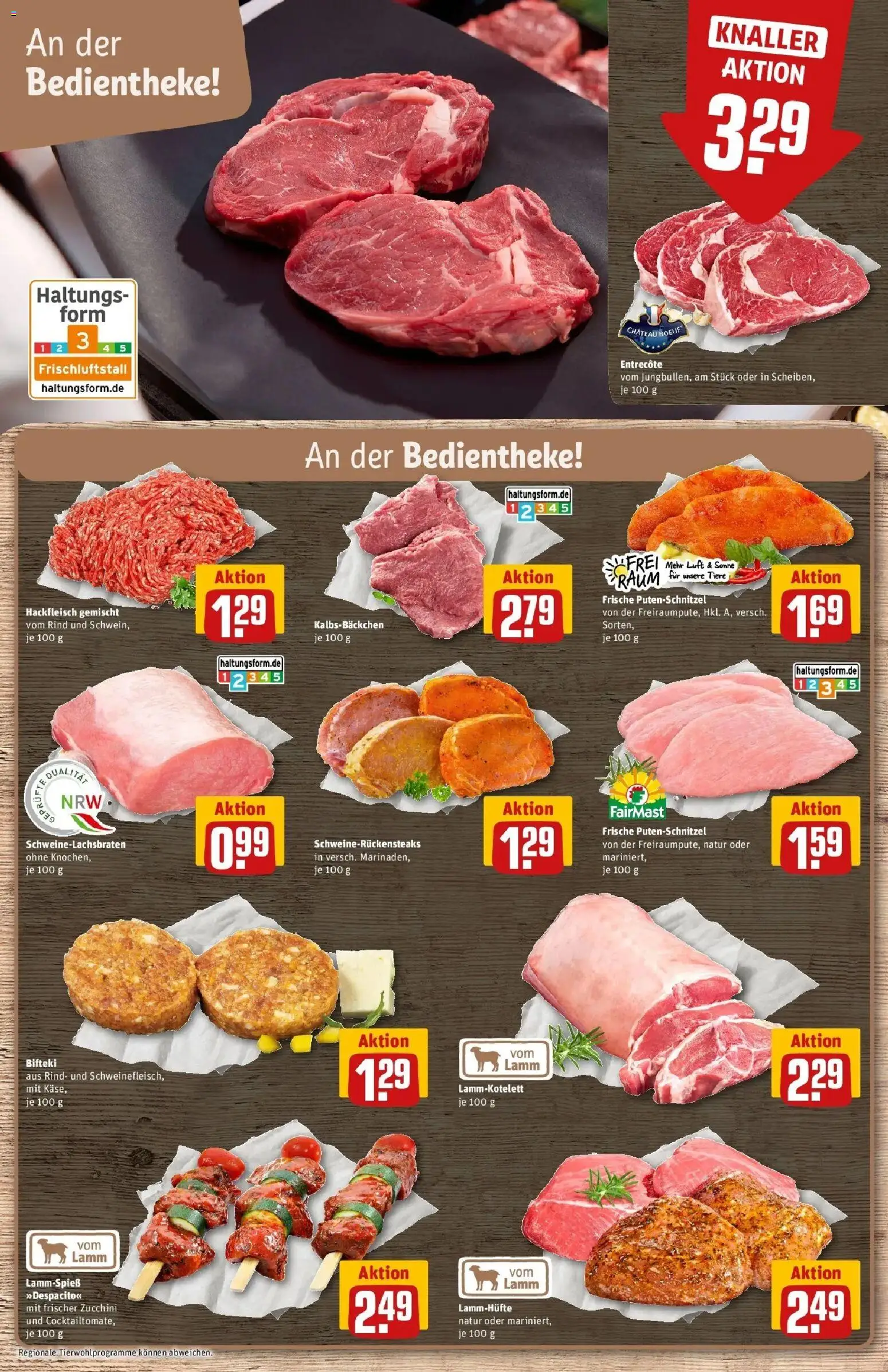 REWE Prospekt ab 17.08.2026 zum Blättern » Angebote | Seite: 10 | Produkte: Entrecote, Putenschnitzel, Zucchini, Hackfleisch