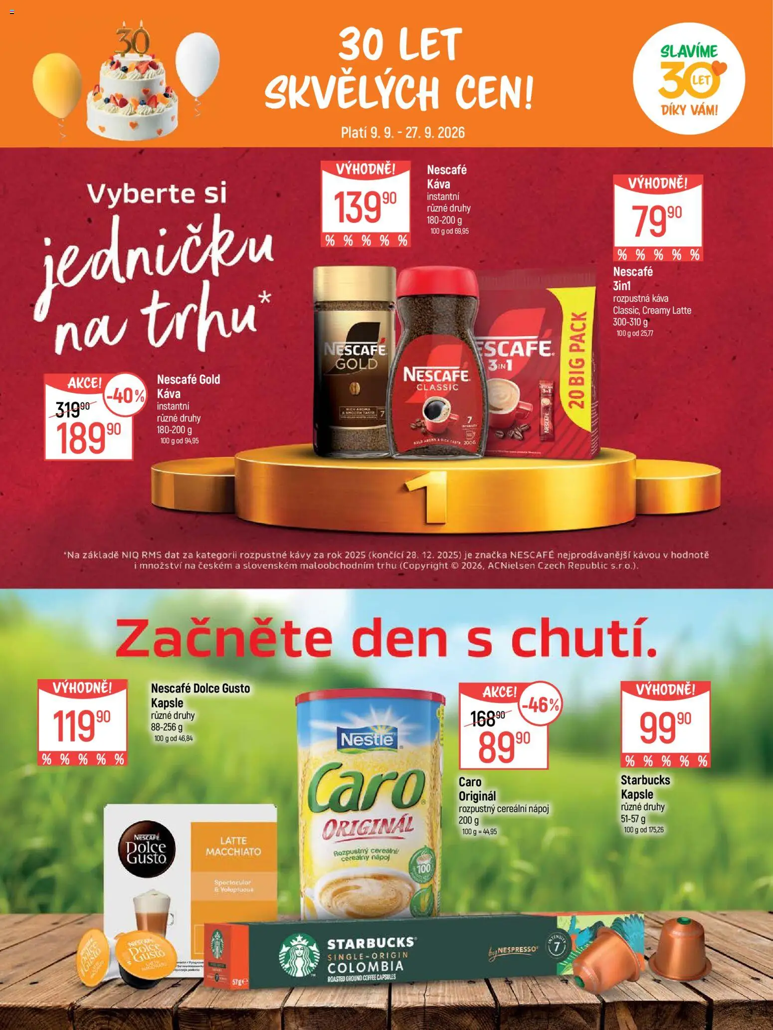 Globus leták - Pomáháme 30 let od 09.09.2026 | Strana: 14 | Produkty: Dolce Gusto, Káva, Rozpustná káva, Nespresso