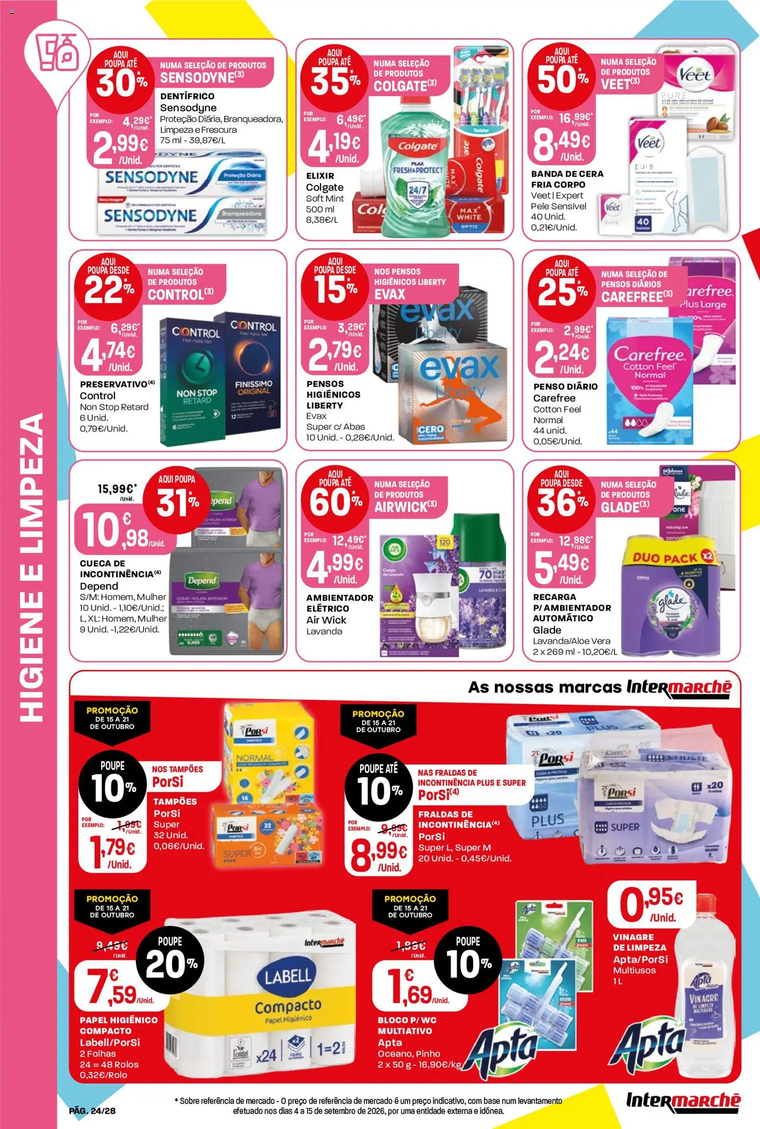 Intermarché folheto Contact │ válido de 15/10/2026 | Página: 24 | Produtos: Vinagre, Papel higiénico, Fraldas, Base