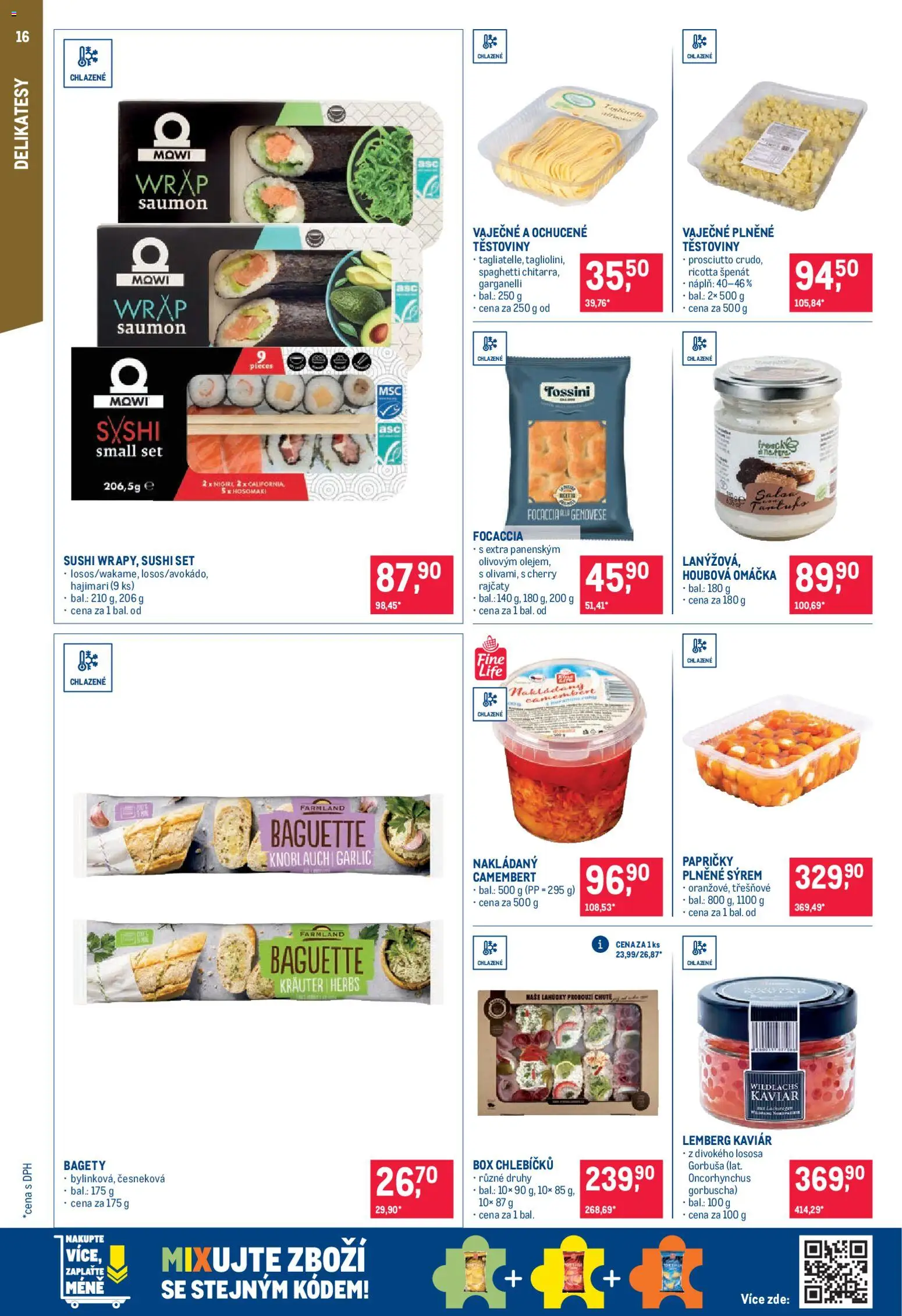 Makro leták - Pro milovníky jídla od 26.08.2026 | Strana: 16 | Produkty: Těstoviny, Špenát, Focaccia, Sushi