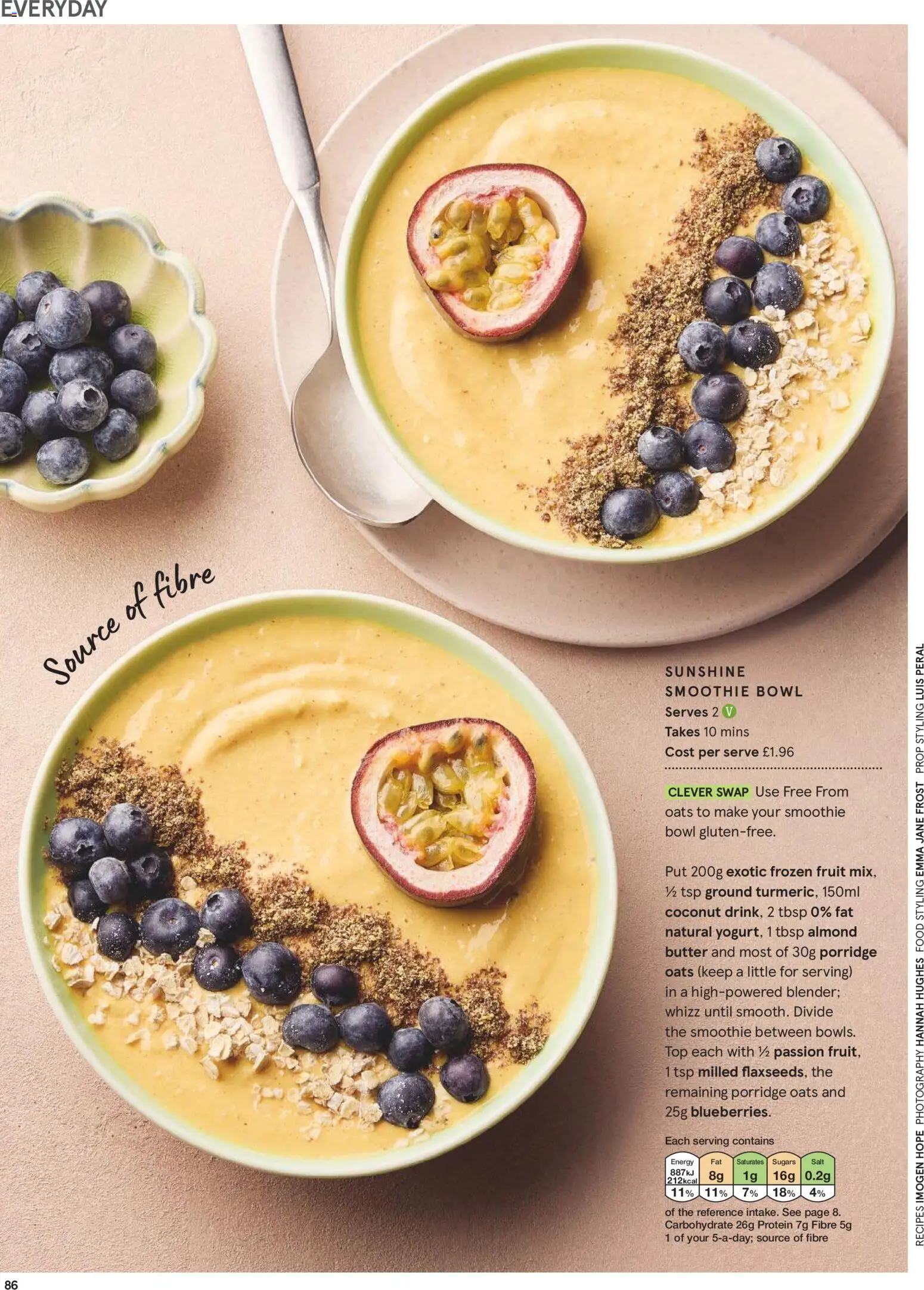 {H1} | Page: 86 | Products: Blueberries, Oats, Smoothie, Coconut