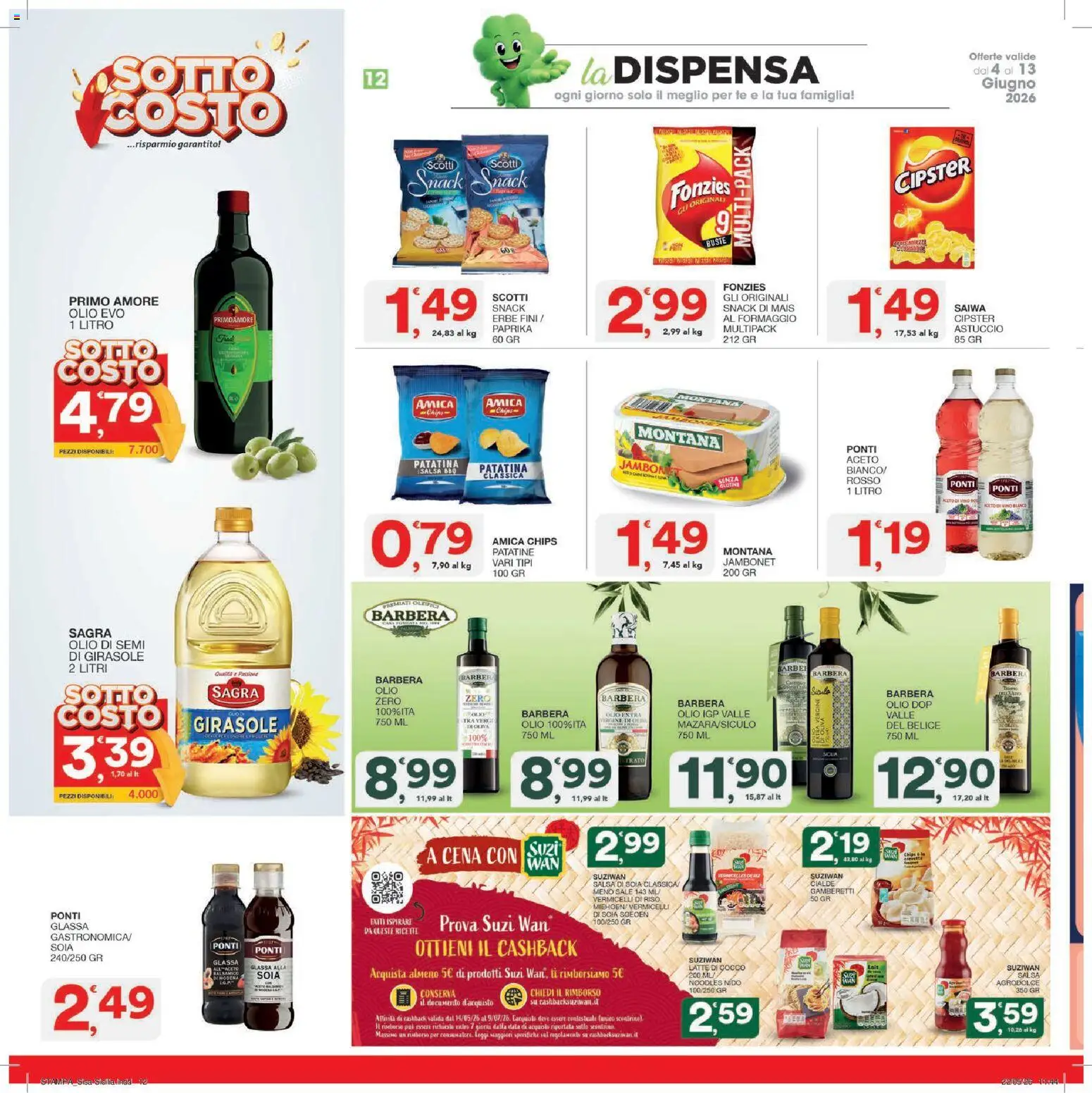Volantino SISA del 04.06.2026 | Pagina: 12 | Prodotti: Olio, Aceto, Glassa, Gamberetti