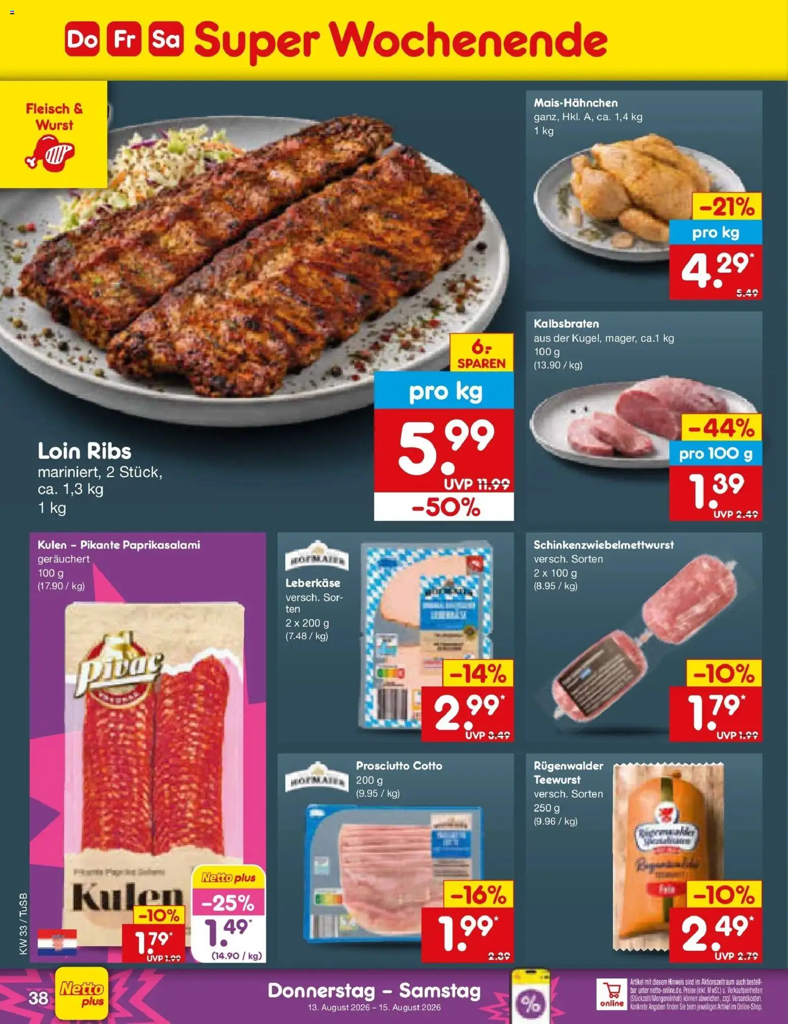 Netto Marken-Discount Prospekt Lahr-Langenwinkel – gültig ab 10.08.2026 | Seite: 54 | Produkte: Wurst, Fleisch, Leberkase