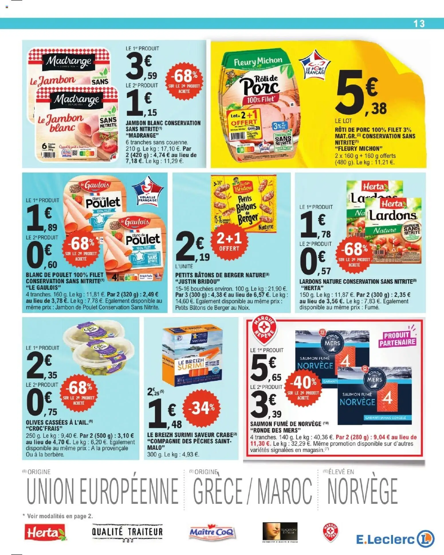 {H1} | Page: 13 | Produits: Pêche, Volaille, Lardons, Saumon