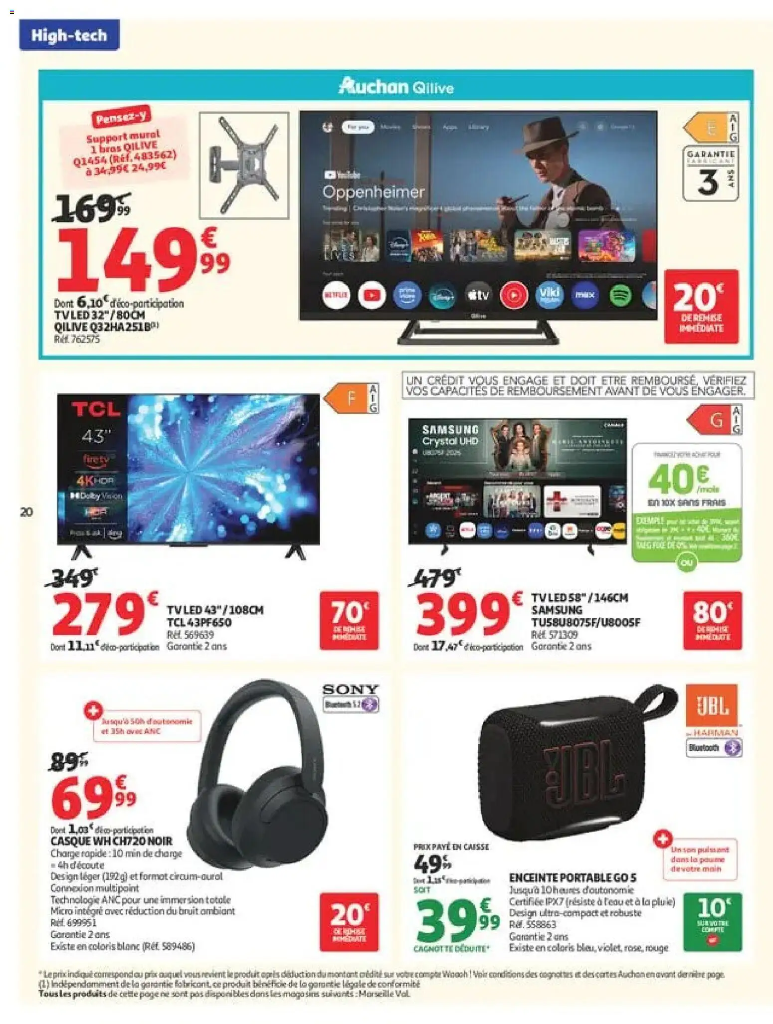 {H1} | Page: 20 | Produits: Télévision, Support mural, TV led, Casque