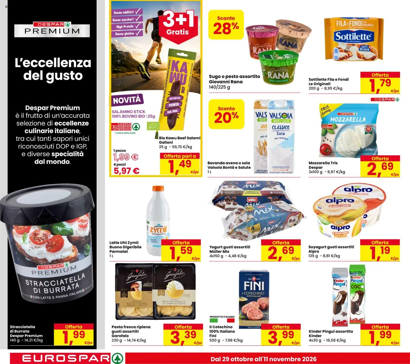 Volantino Eurospar del 29/10/2026 | Pagina: 8 | Prodotti: Yogurt, Mozzarella, Noci, Pesto
