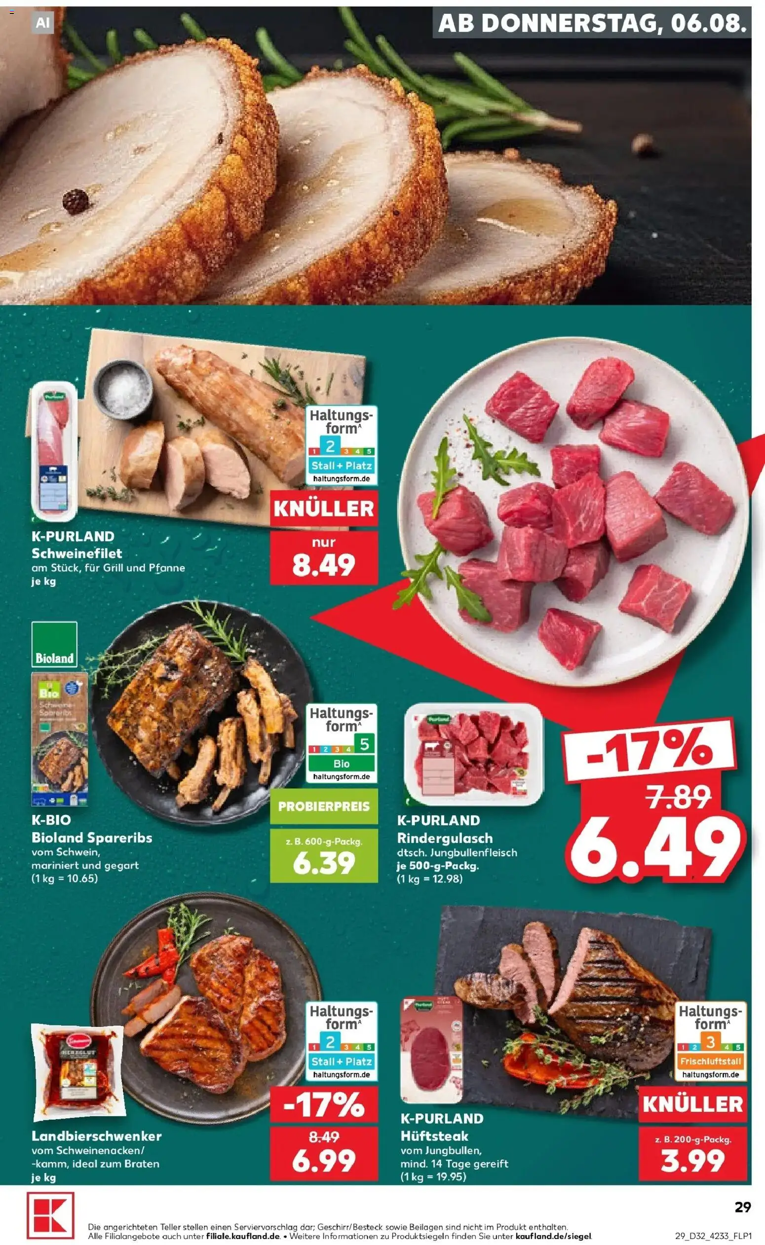 Prospekt Kaufland ab 06.08.2026 » Angebote Online zum Blättern | Seite: 29 | Produkte: Beilagen, Grill, Rindergulasch, Schweinefilet