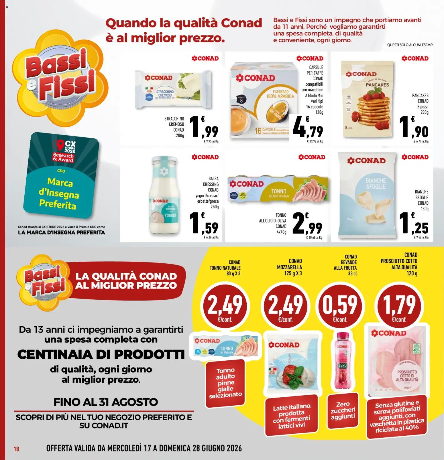 Volantino Conad del 17.06.2026 | Pagina: 18 | Prodotti: Prosciutto Cotto, Salsa, Prosciutto, Pinne