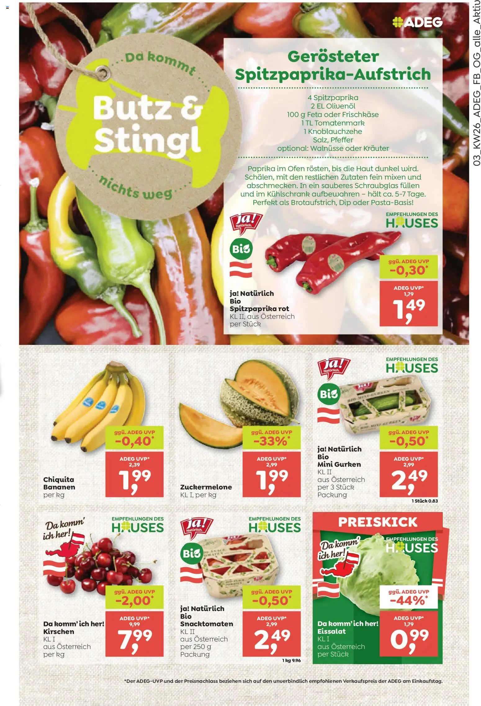 ADEG Flugblatt gültig ab 25.06.2026 | Seite: 3 | Produkte: Gurken, Kühlschrank, Ofen, Bananen