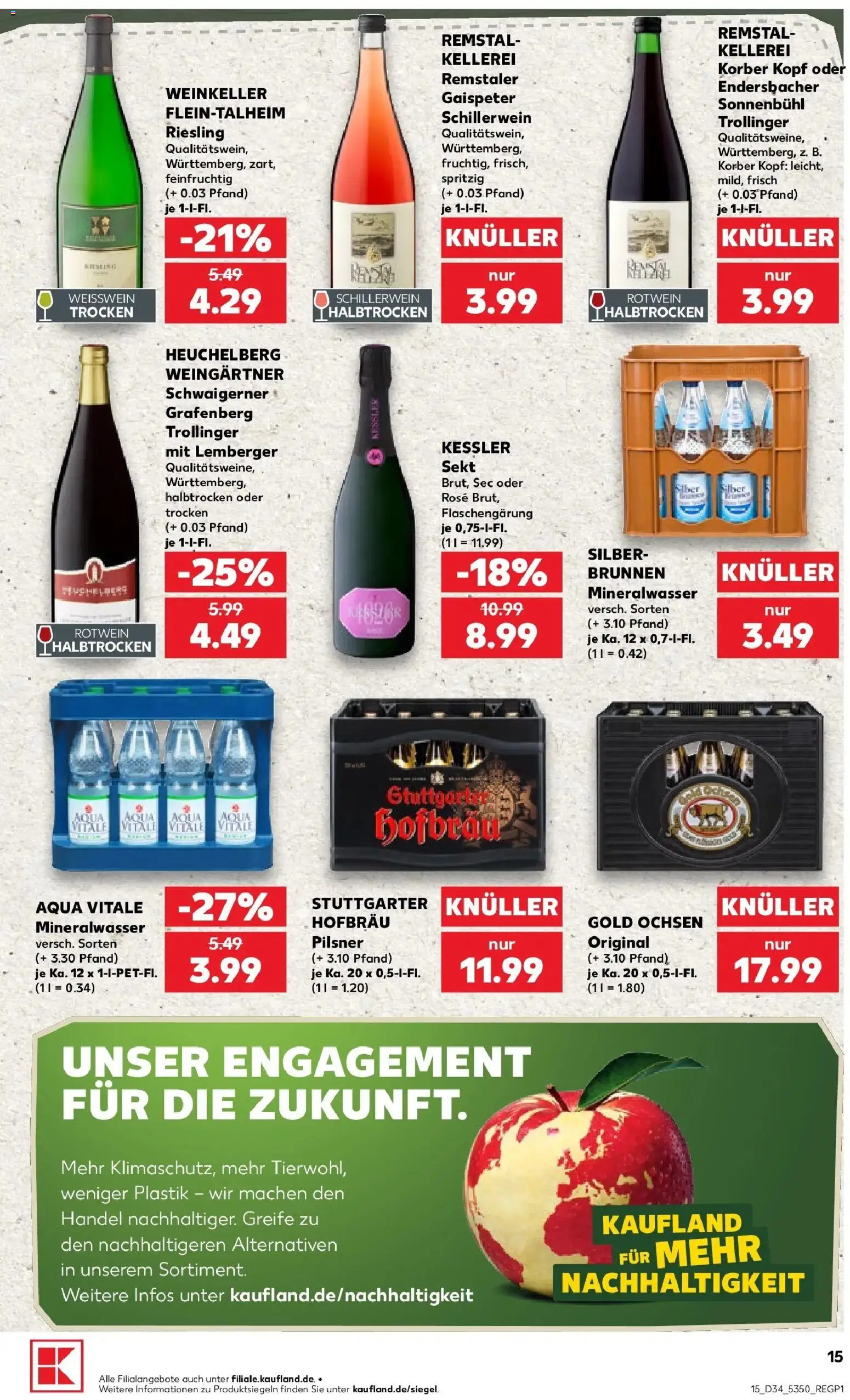Prospekt Kaufland ab 20.08.2026 » Angebote Online zum Blättern | Seite: 15 | Produkte: Weißwein, Rotwein, Sekt, Mineralwasser