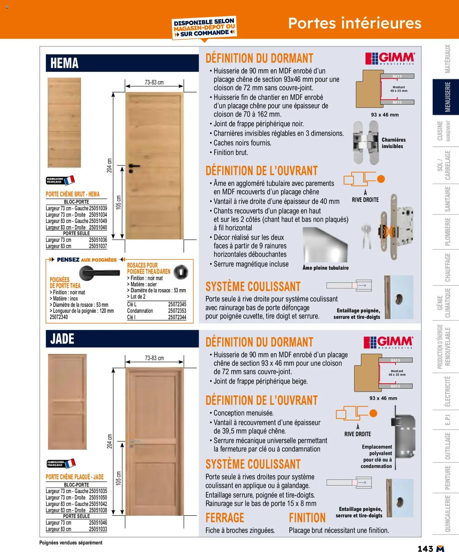 {H1} | Page: 143 | Produits: Clé, Porte, Poignées, Portes