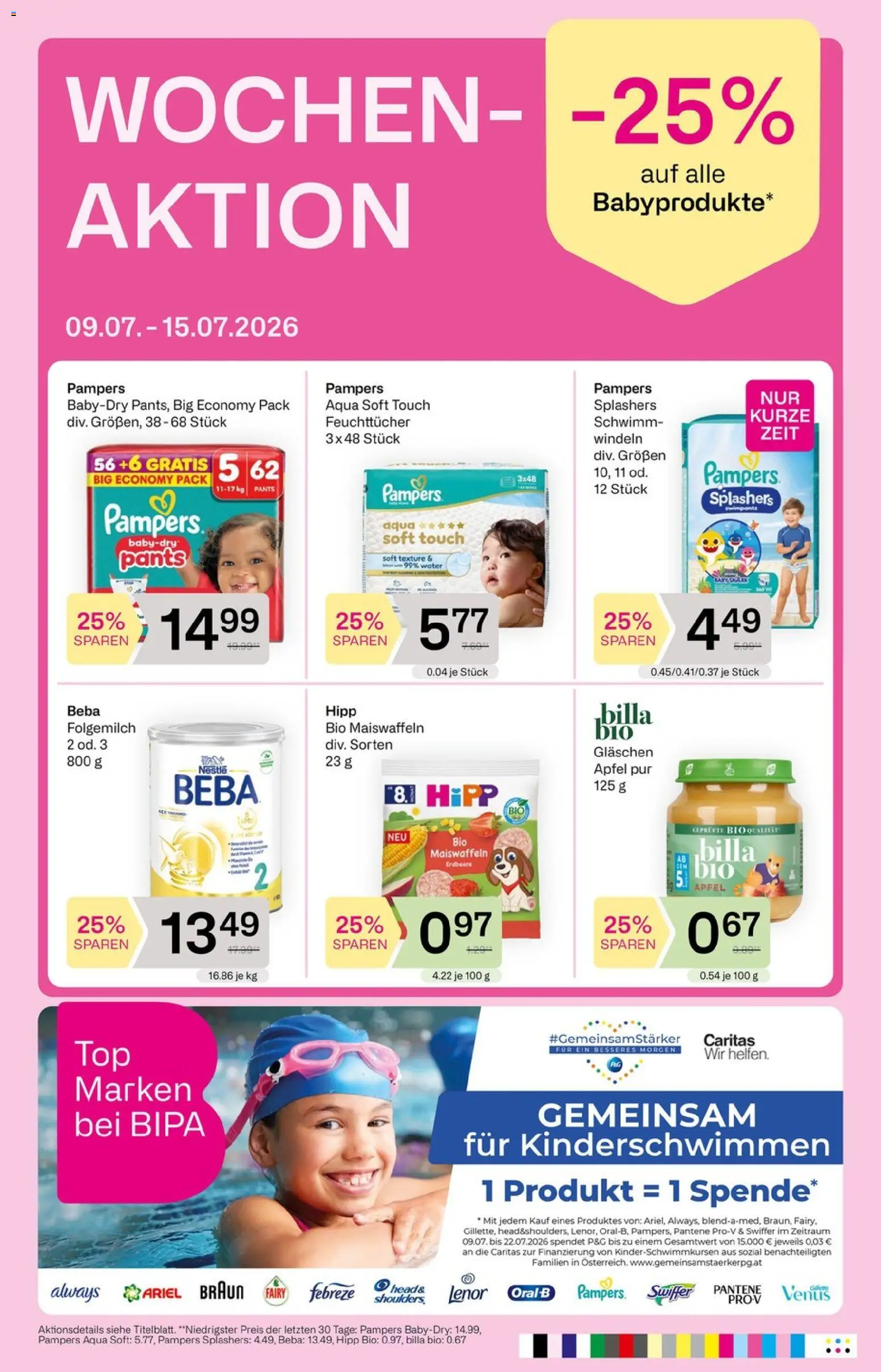 Bipa Flugblatt gültig ab 09.07.2026 | Seite: 4 | Produkte: Pampers, Äpfel