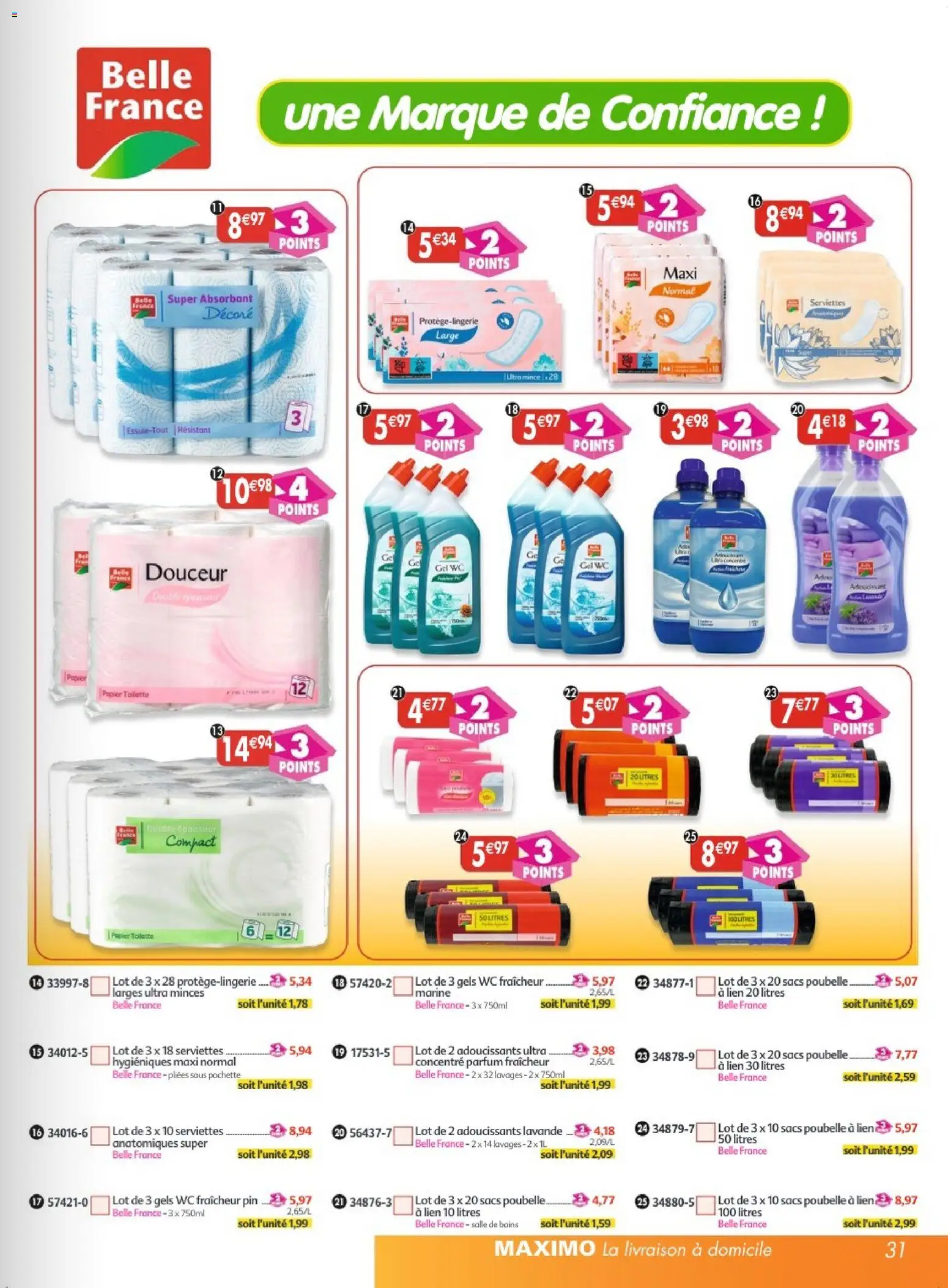 {H1} | Page: 31 | Produits: Poubelle, Adoucissant, Serviettes, Sacs poubelle