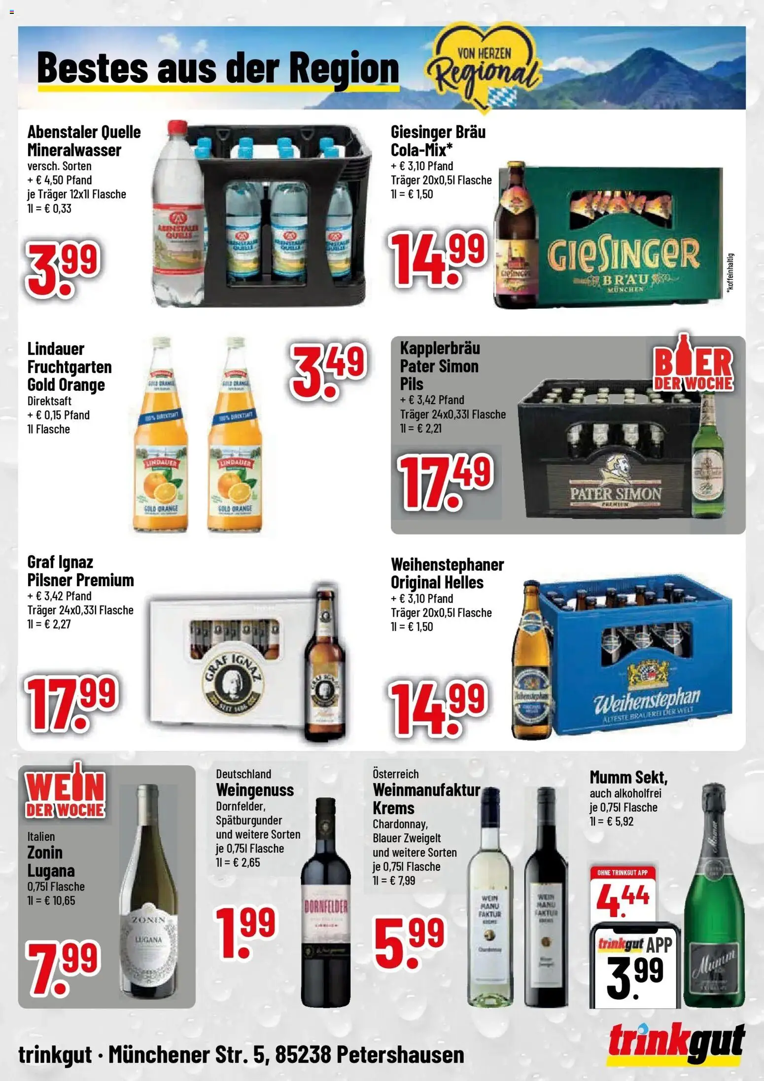 Trinkgut Prospekt Petershausen (ab 10.08.2026) » Angebote online | Seite: 4 | Produkte: Pils, Mineralwasser, Wein