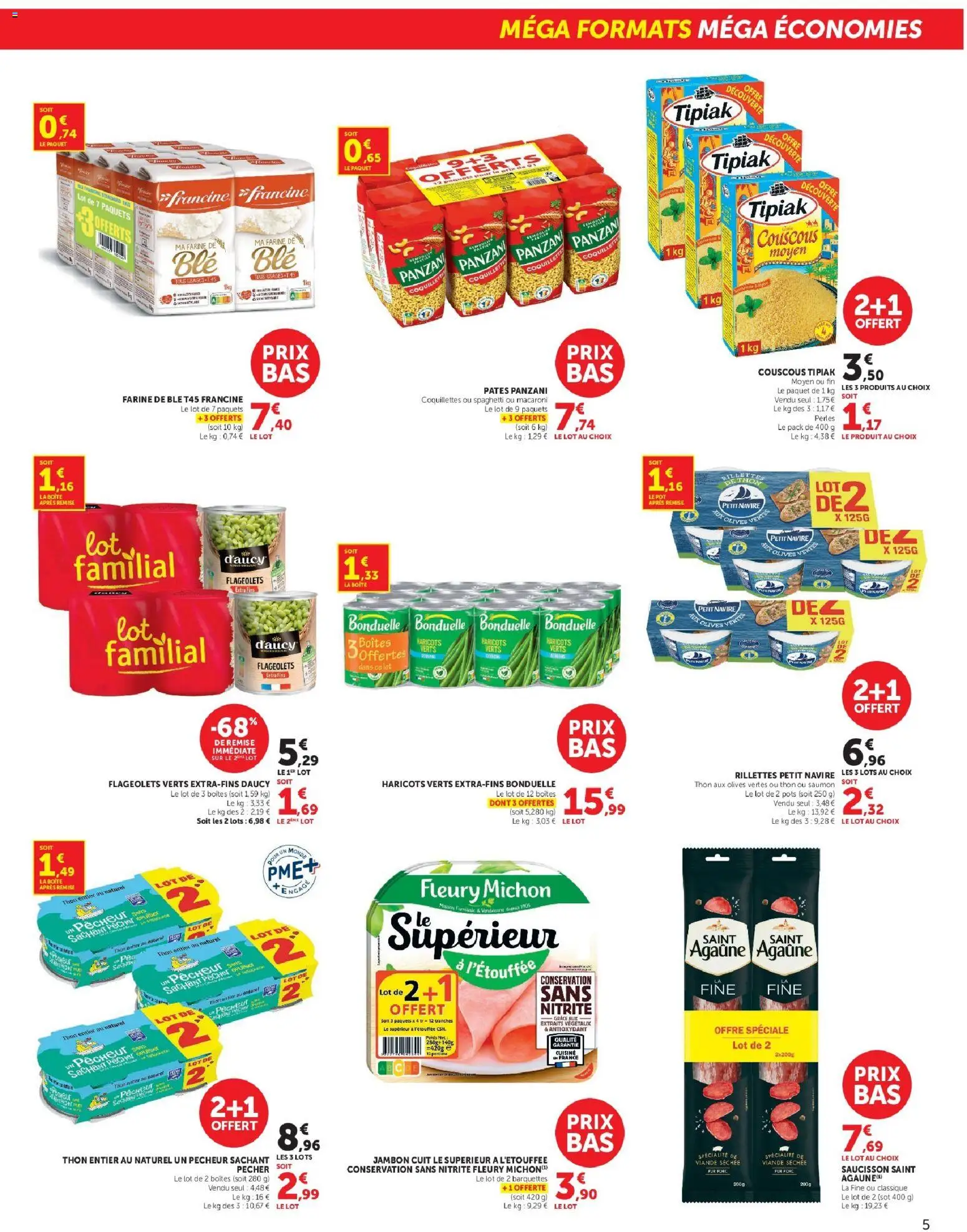 {H1} | Page: 5 | Produits: Saucisson, Farine de ble, Blé, Saumon